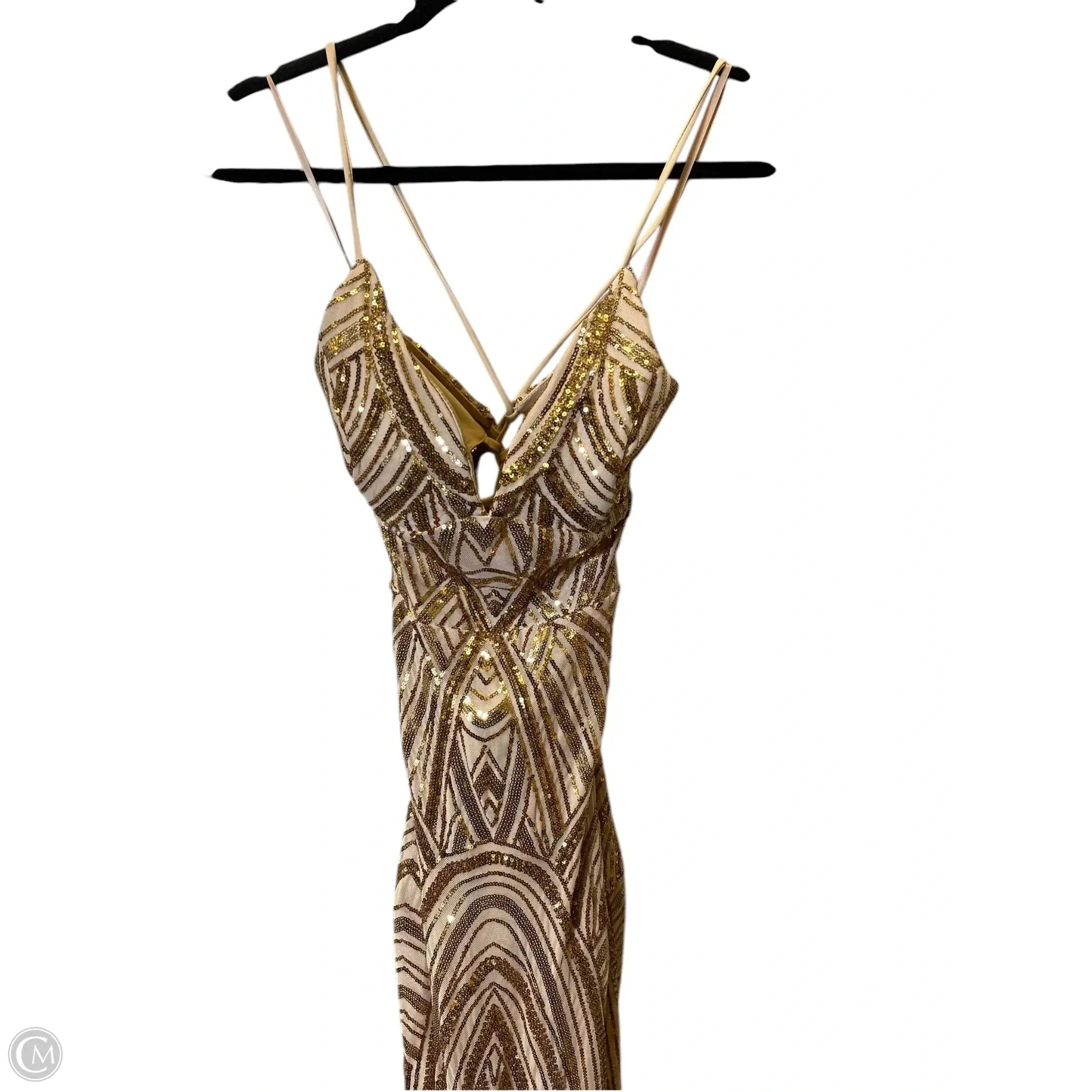 Dress Party Long By Windsor In Gold & Tan, Size: S