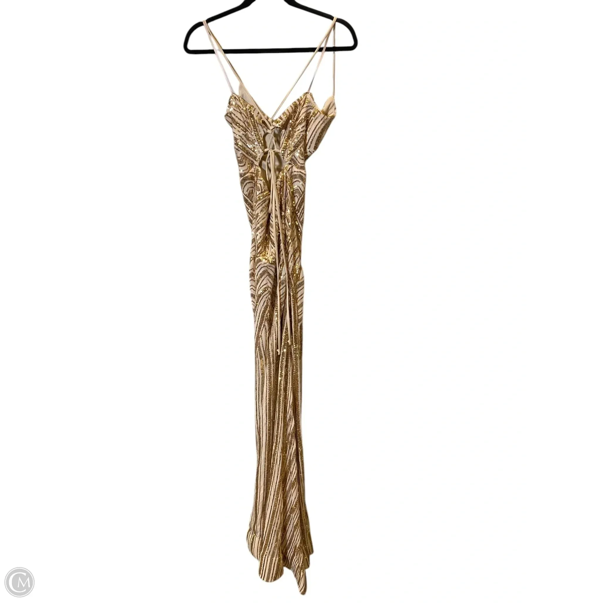 Dress Party Long By Windsor In Gold & Tan, Size: S
