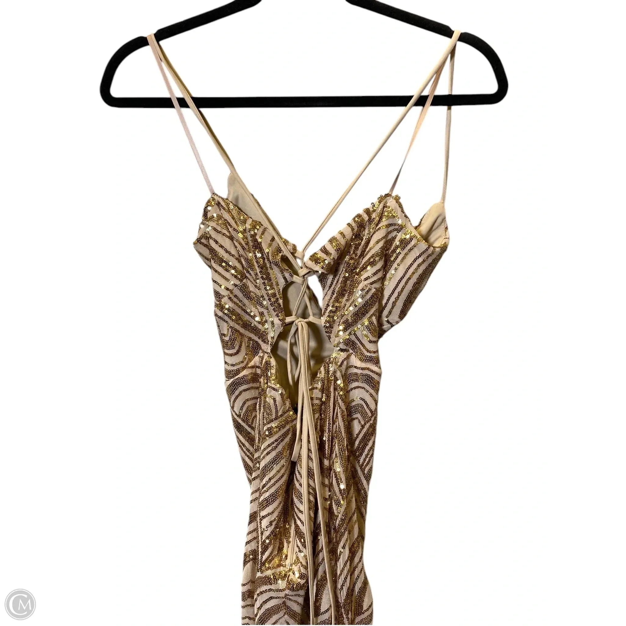 Dress Party Long By Windsor In Gold & Tan, Size: S