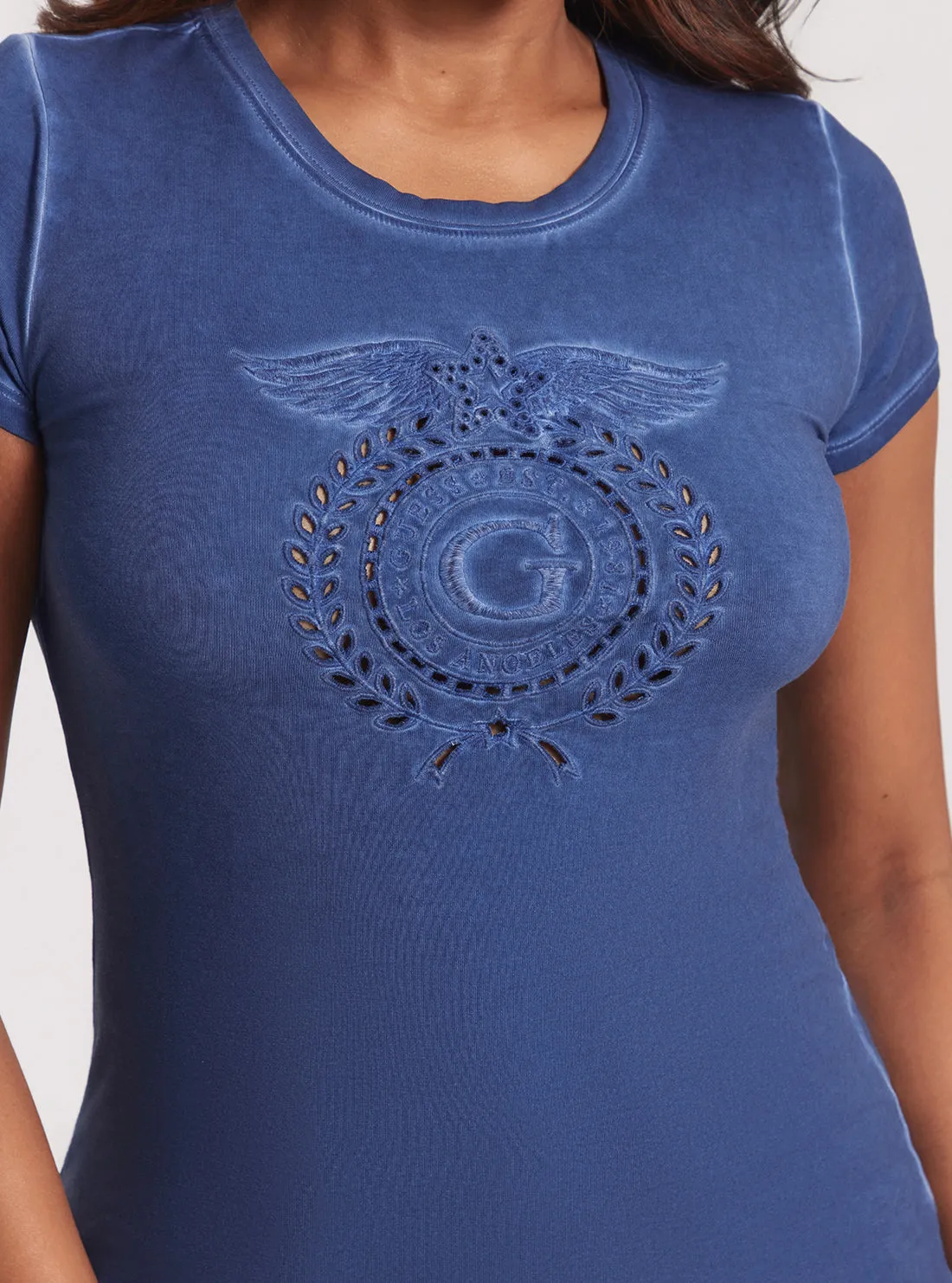 Eco Blue G-Crest Eyelet Logo T-Shirt
