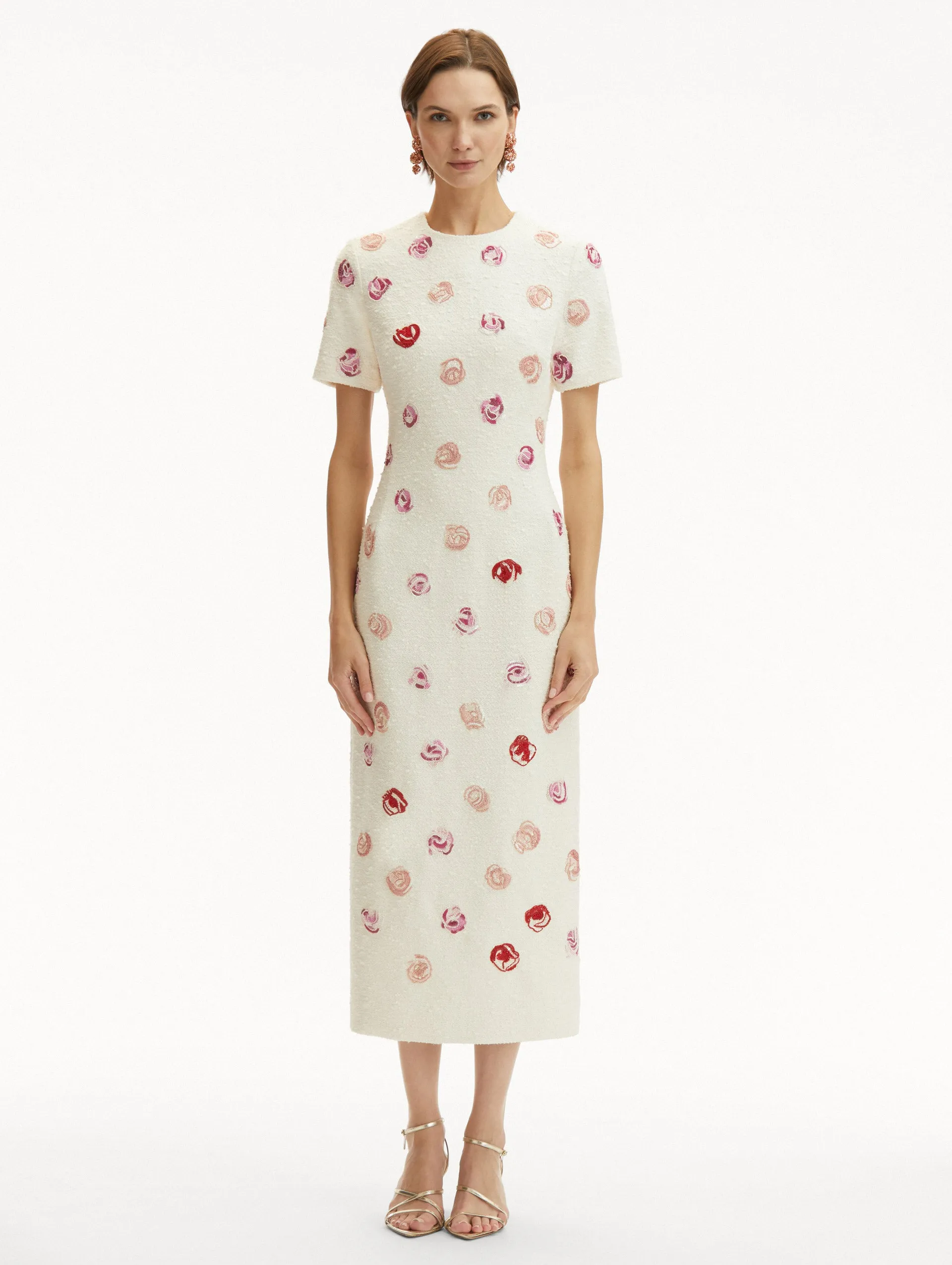 English Rose Embroidered Tweed Dress