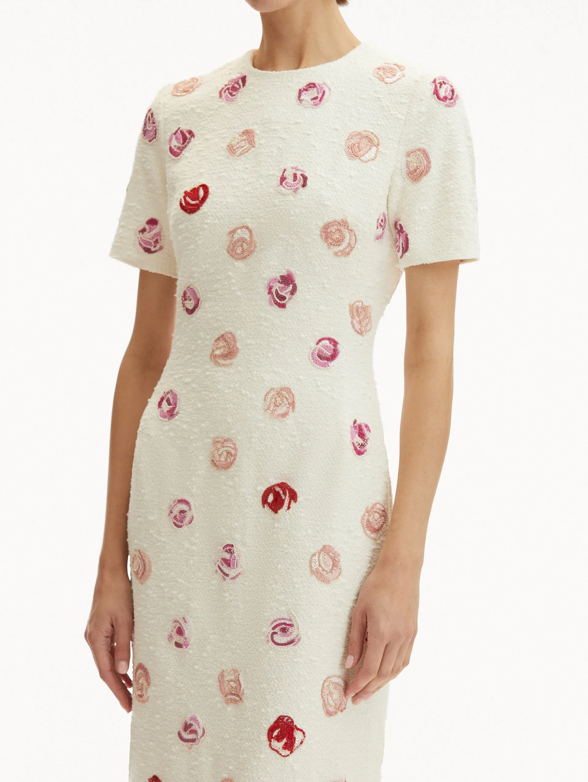 English Rose Embroidered Tweed Dress