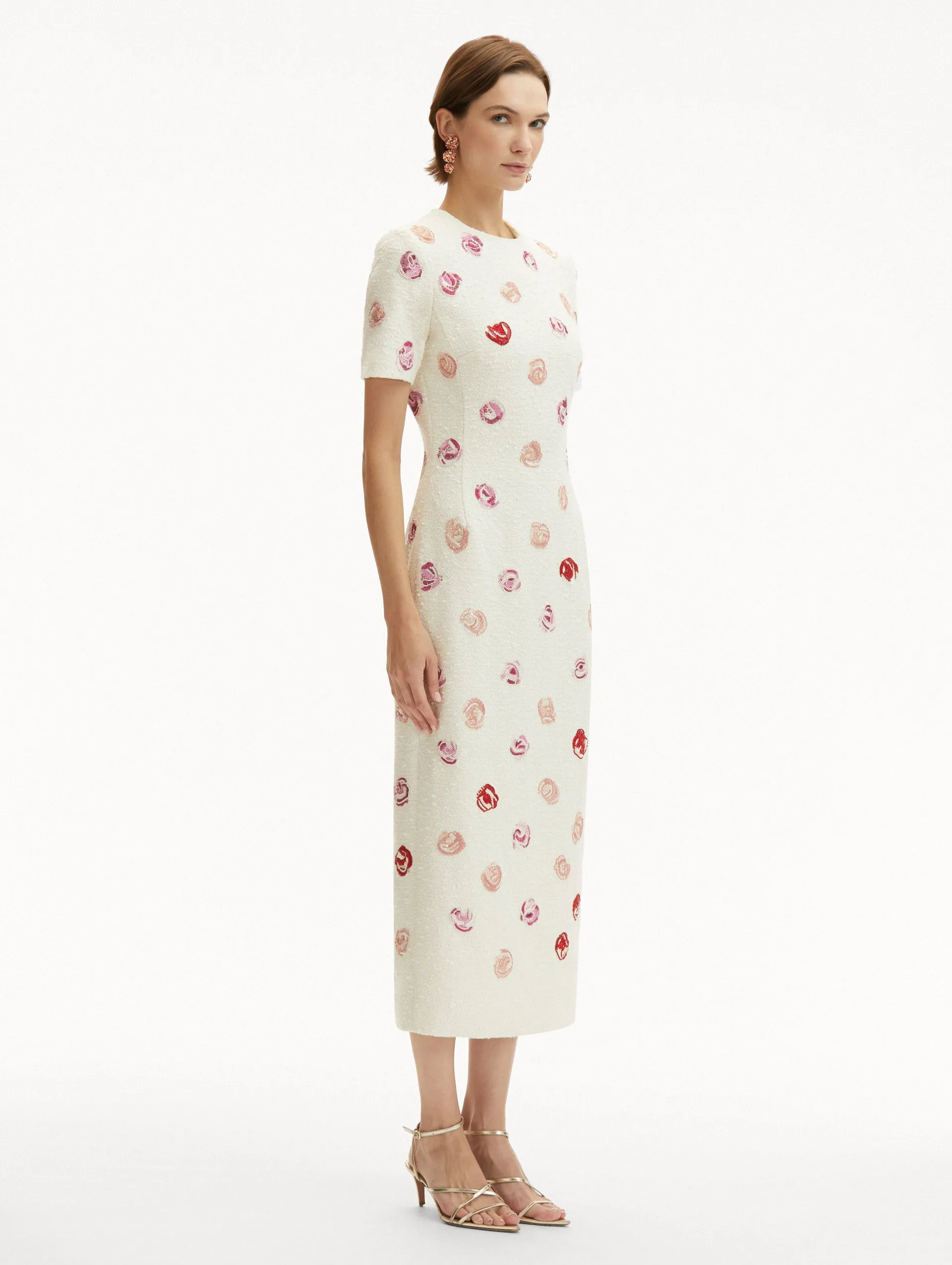 English Rose Embroidered Tweed Dress