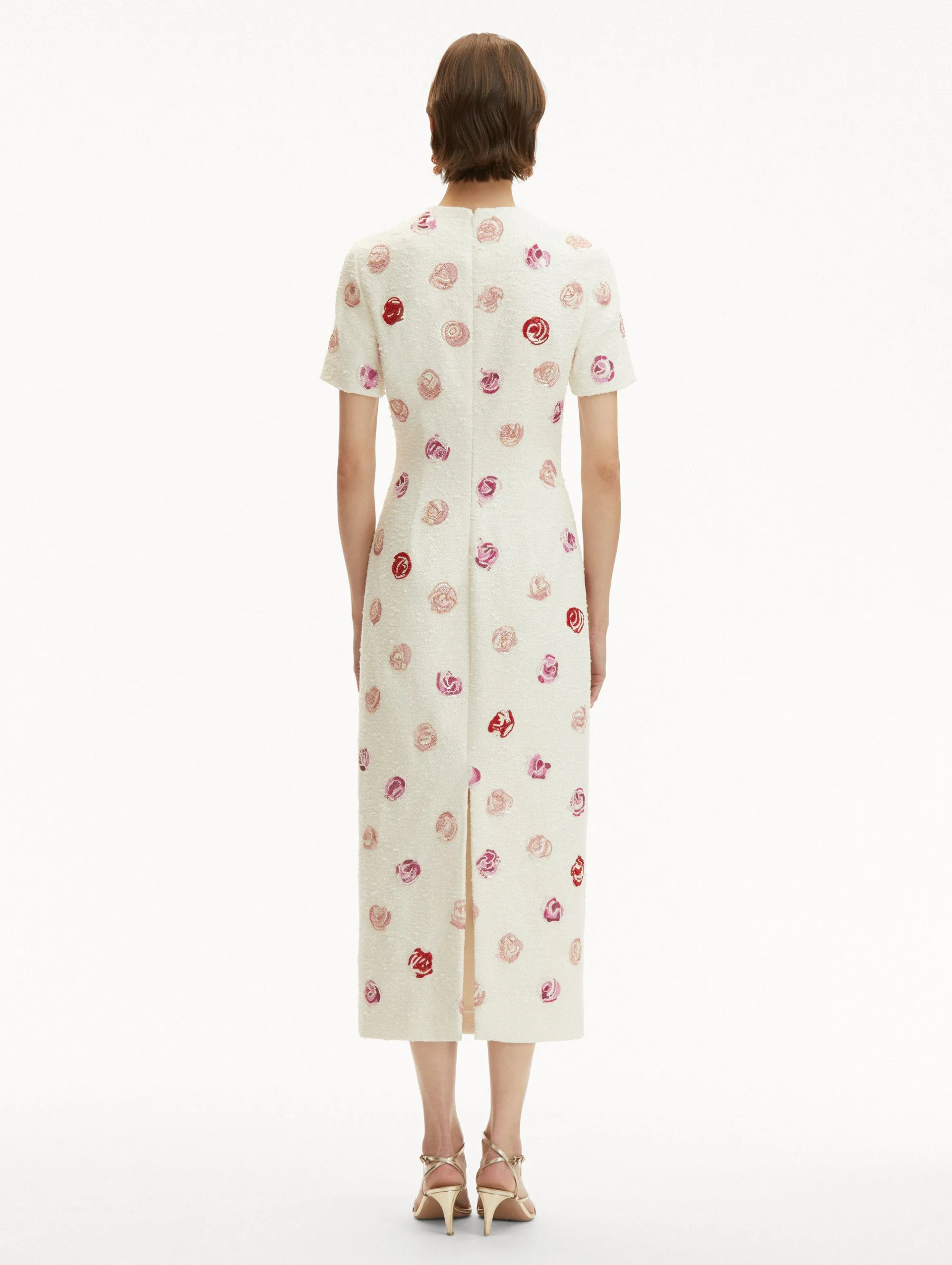 English Rose Embroidered Tweed Dress
