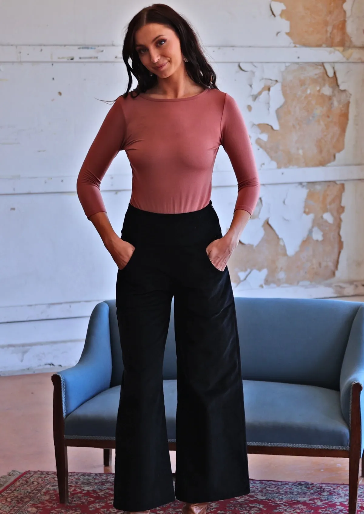 Esta Corduroy Pants Black