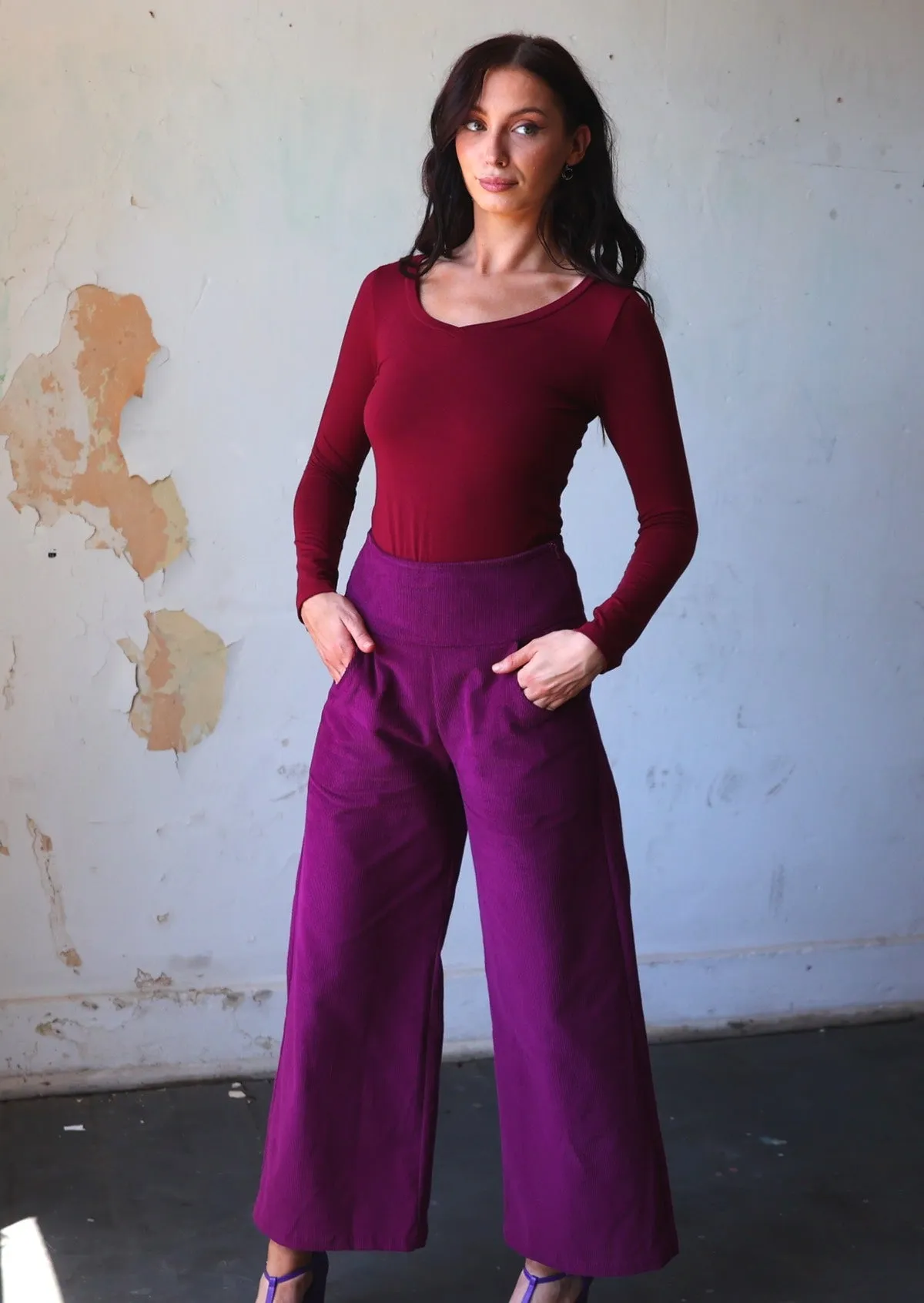 Esta Corduroy Pants Plum Caspia