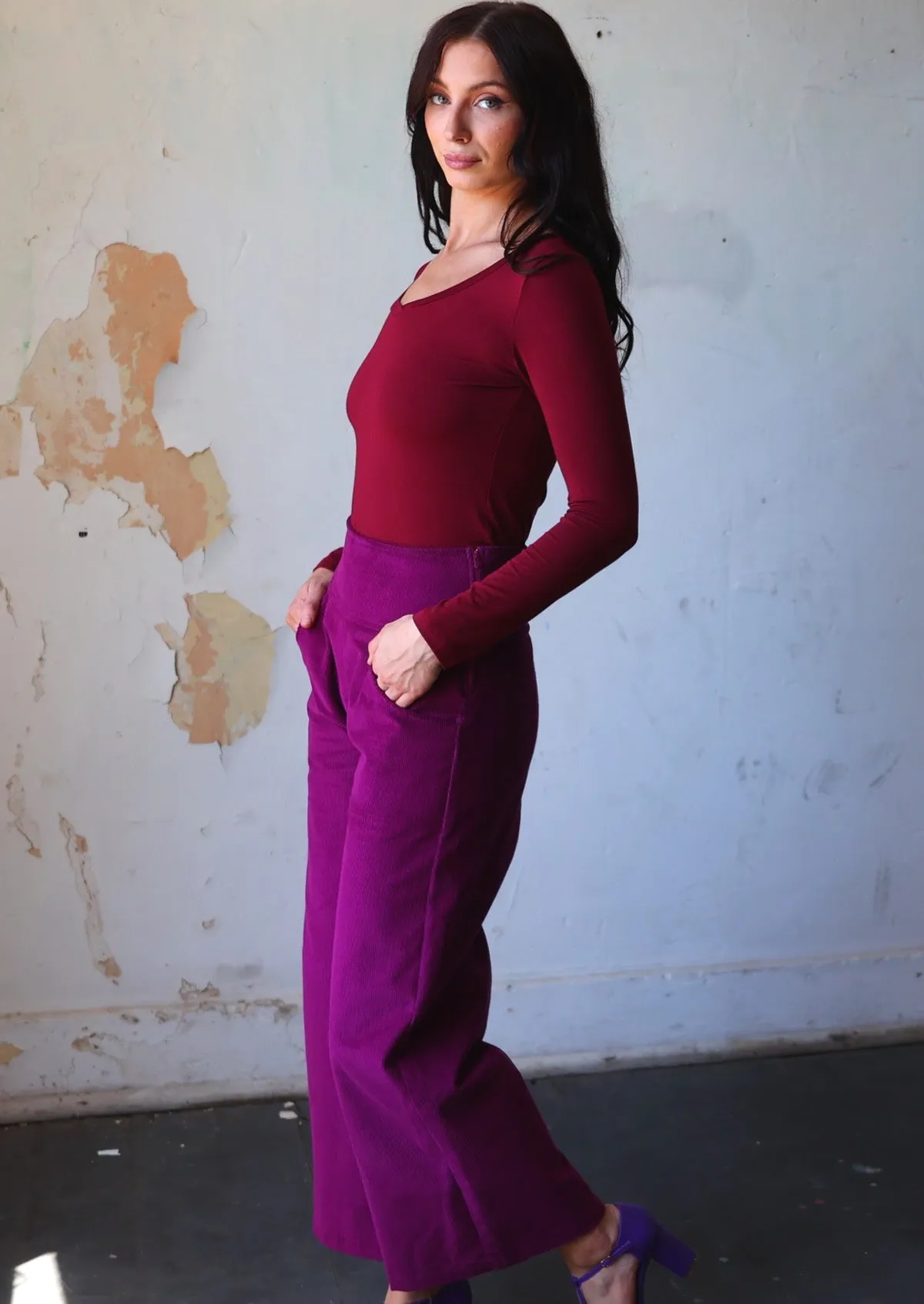 Esta Corduroy Pants Plum Caspia