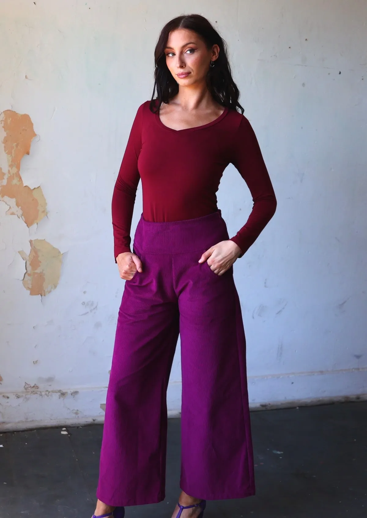 Esta Corduroy Pants Plum Caspia