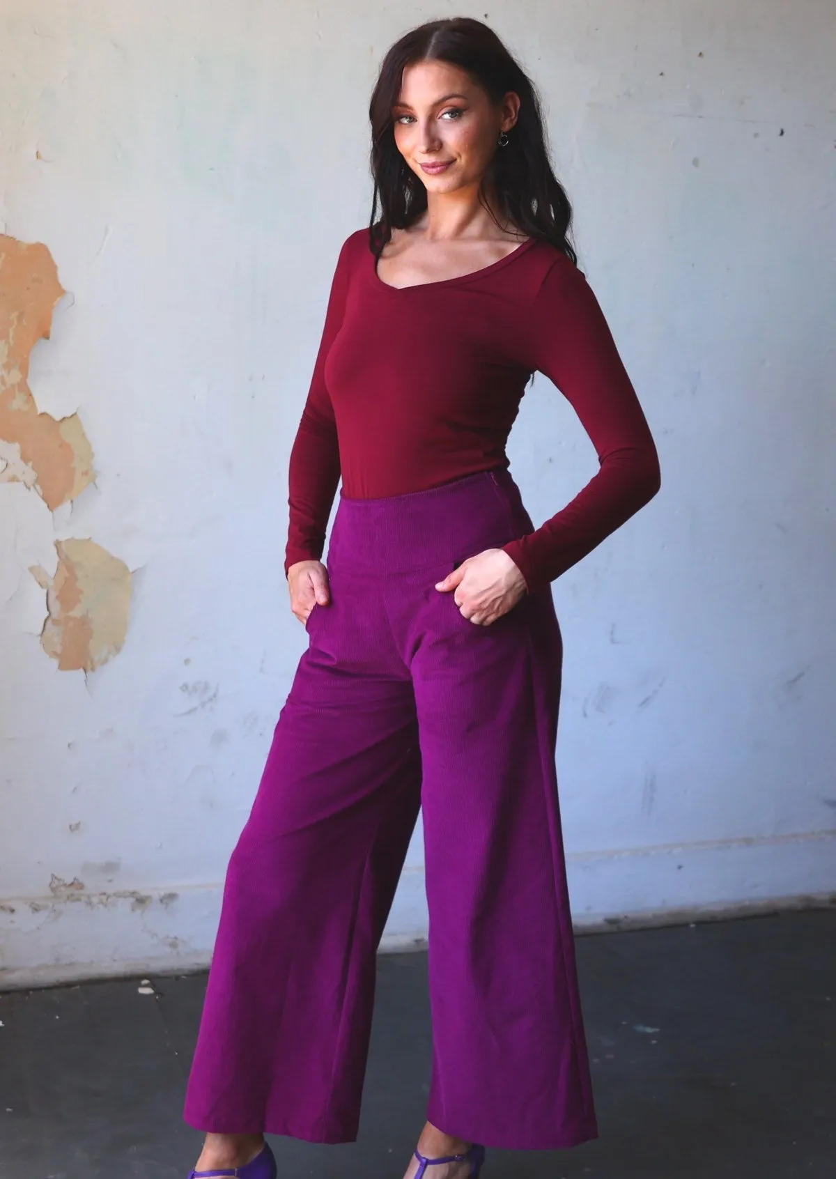 Esta Corduroy Pants Plum Caspia