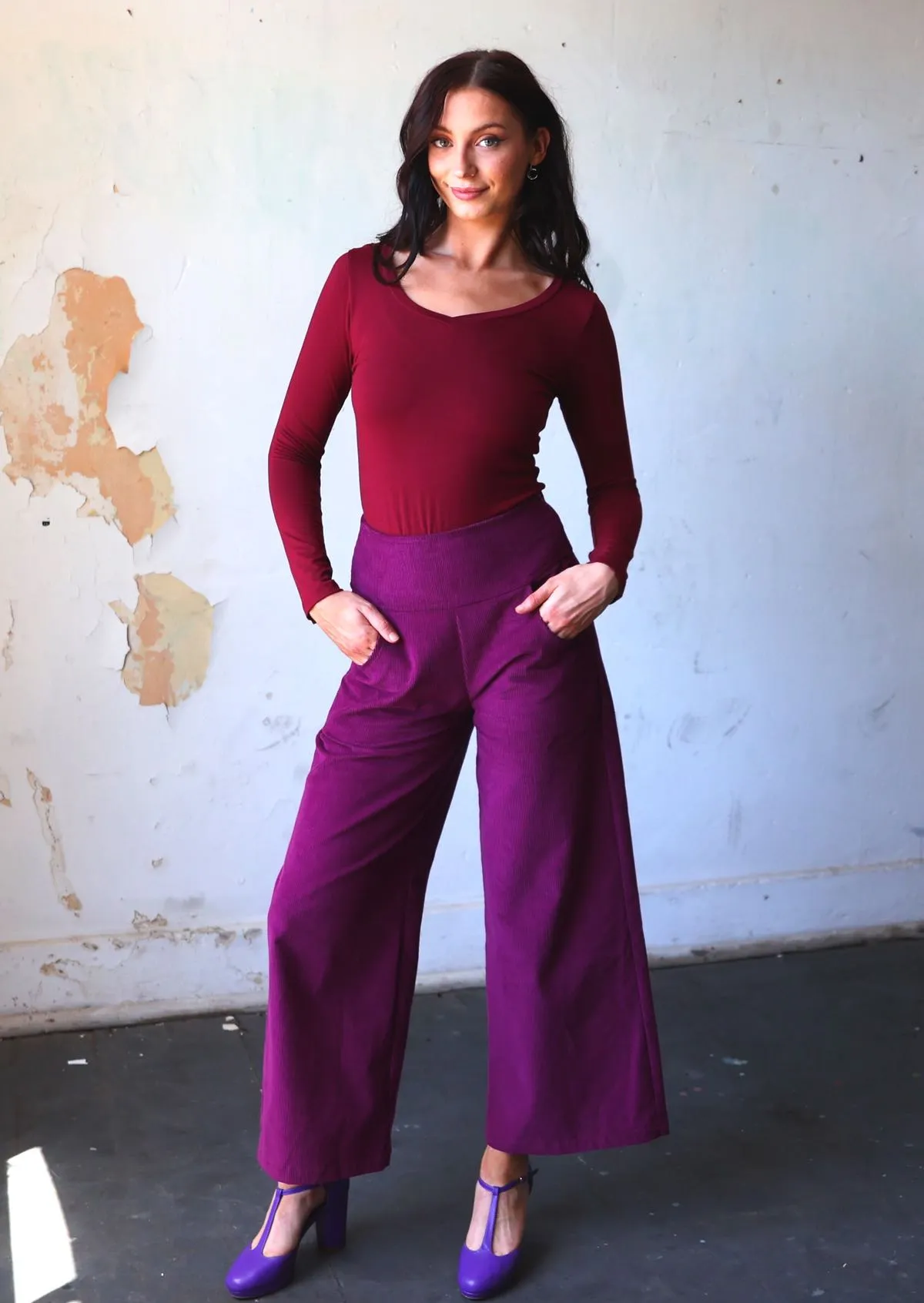 Esta Corduroy Pants Plum Caspia