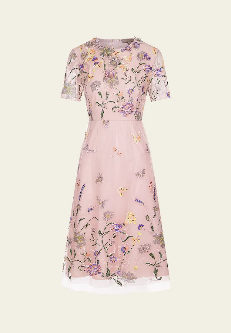 Fantasy Floral-appliqué Dress