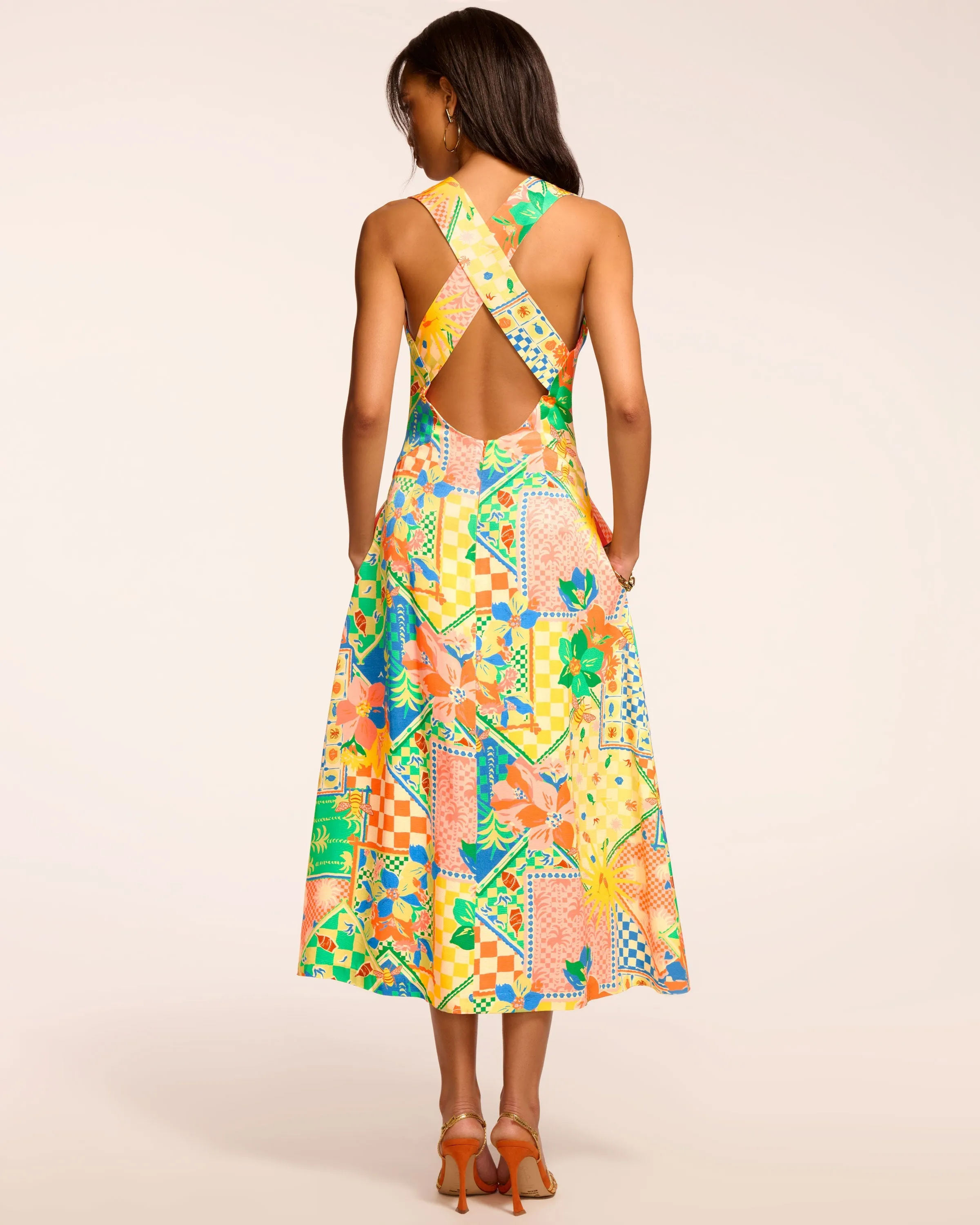 Felicity Plunging Sleeveless Midi Dress