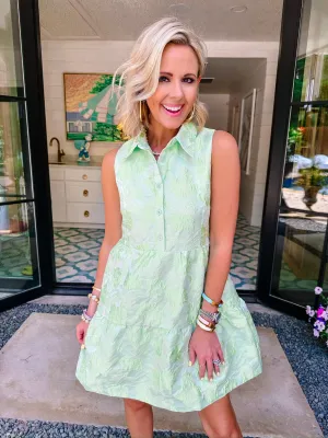 FLOURISH IN FLUORESCENCE FLORAL DRESS - LIME