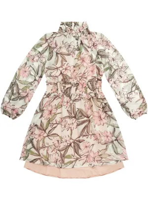 Flower Print Chiffon Long Sleeves Dress