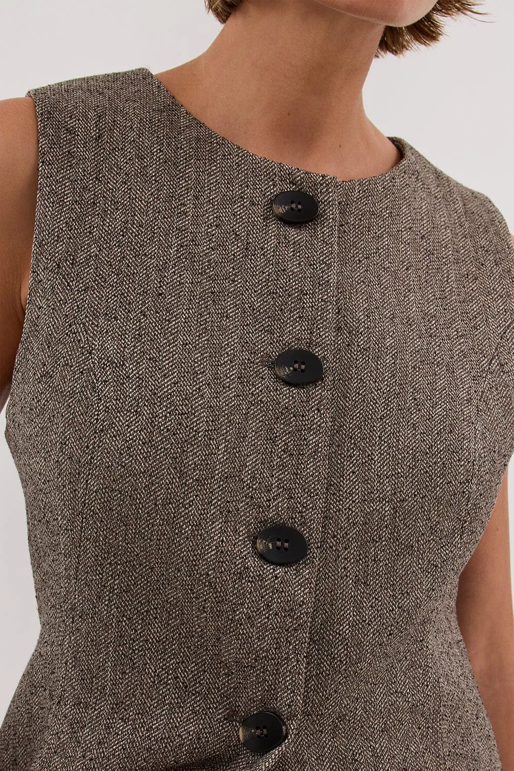 FRANKIE CHOC TWEED TUNIC VEST
