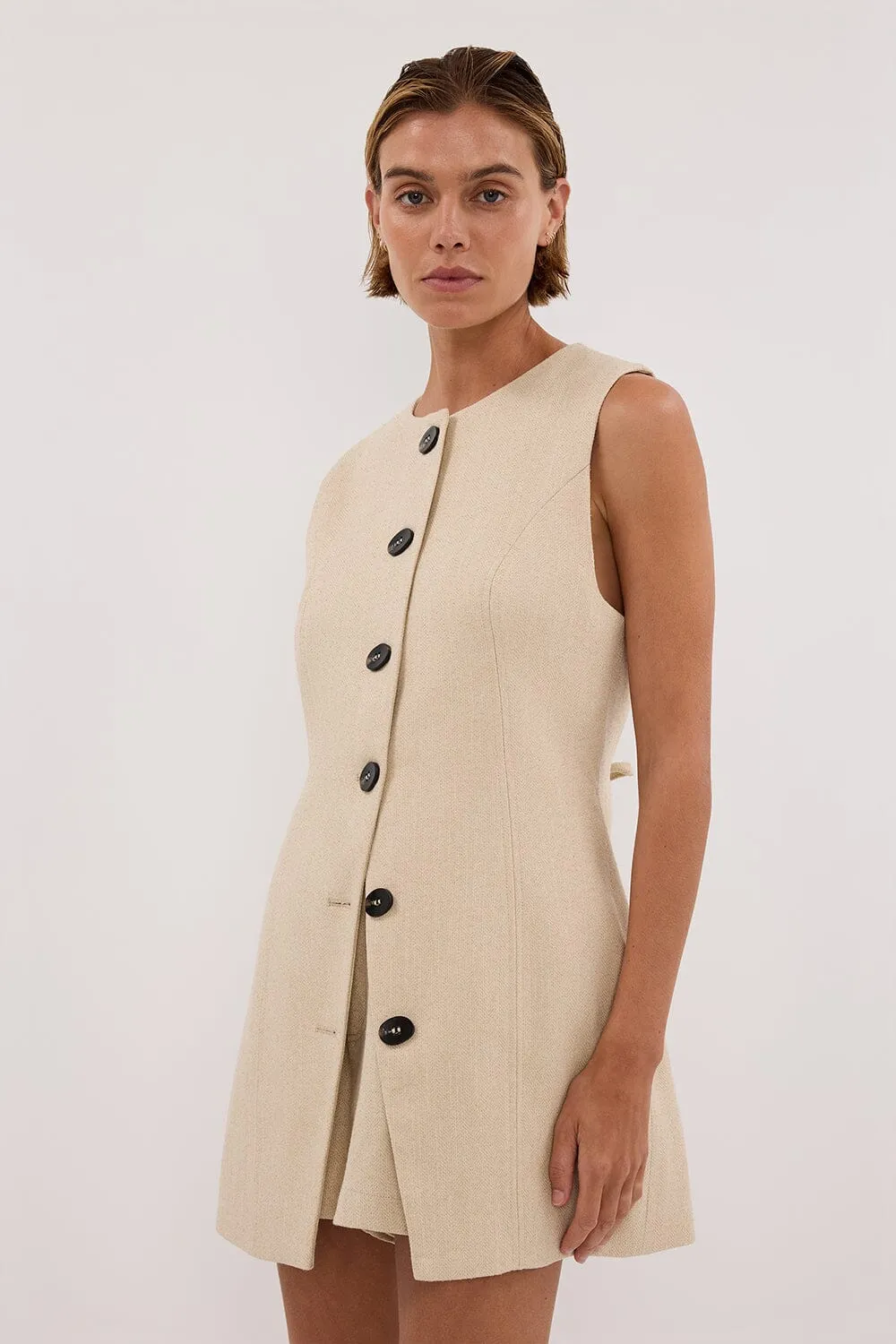 FRANKIE OAT TWEED TUNIC VEST