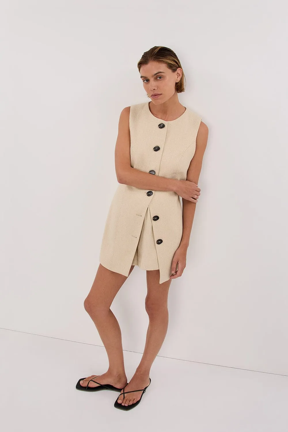 FRANKIE OAT TWEED TUNIC VEST
