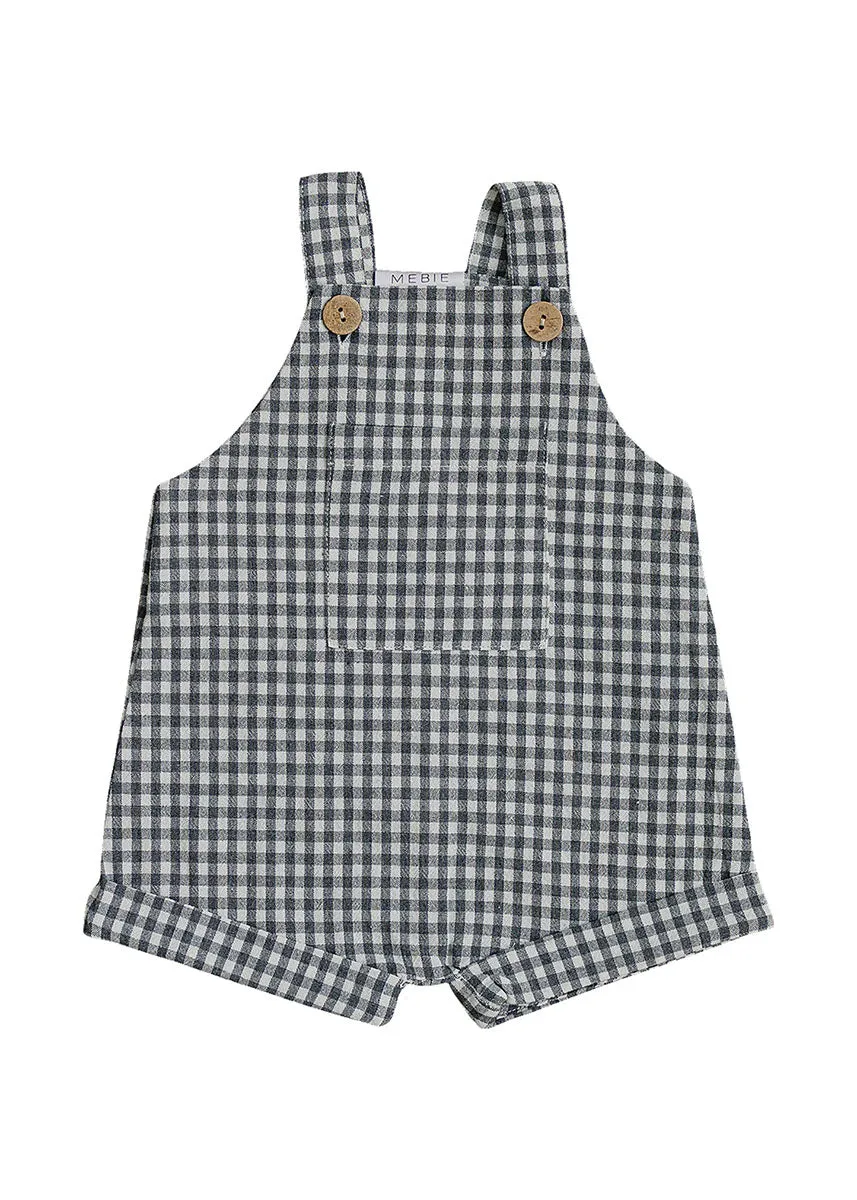 Gingham Short Linen Overalls