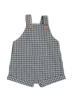 Gingham Short Linen Overalls