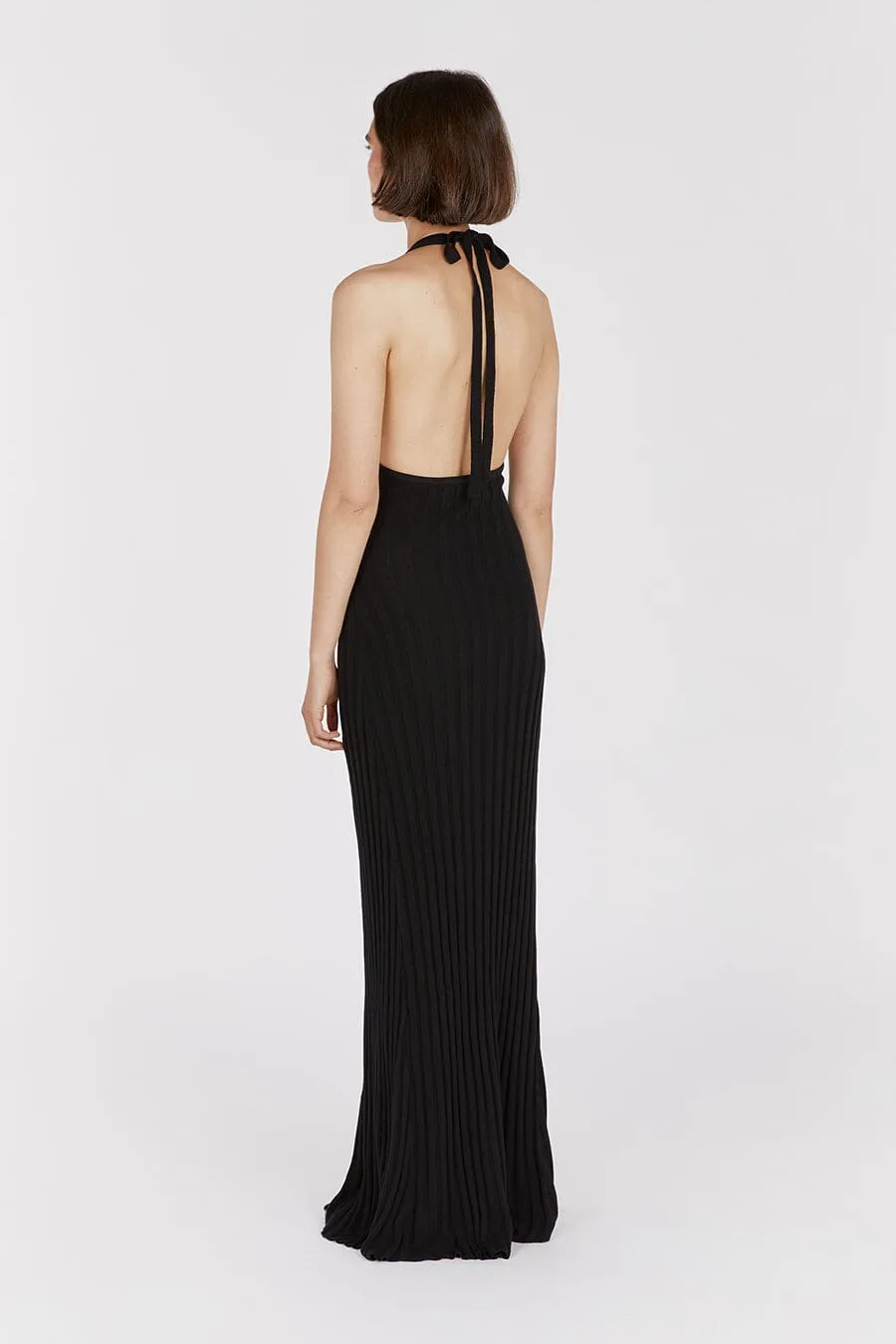 GOLDIE BLACK HALTER MAXI DRESS