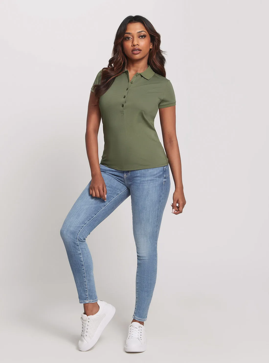 Green Khaki Liza Pique Polo T-Shirt