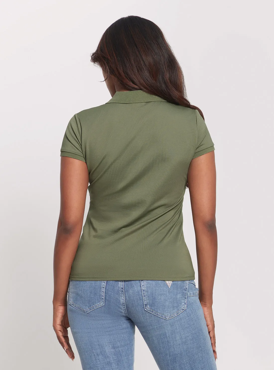 Green Khaki Liza Pique Polo T-Shirt