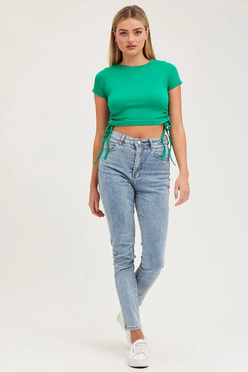 Green T Shirt Short Sleeve Crew Neck