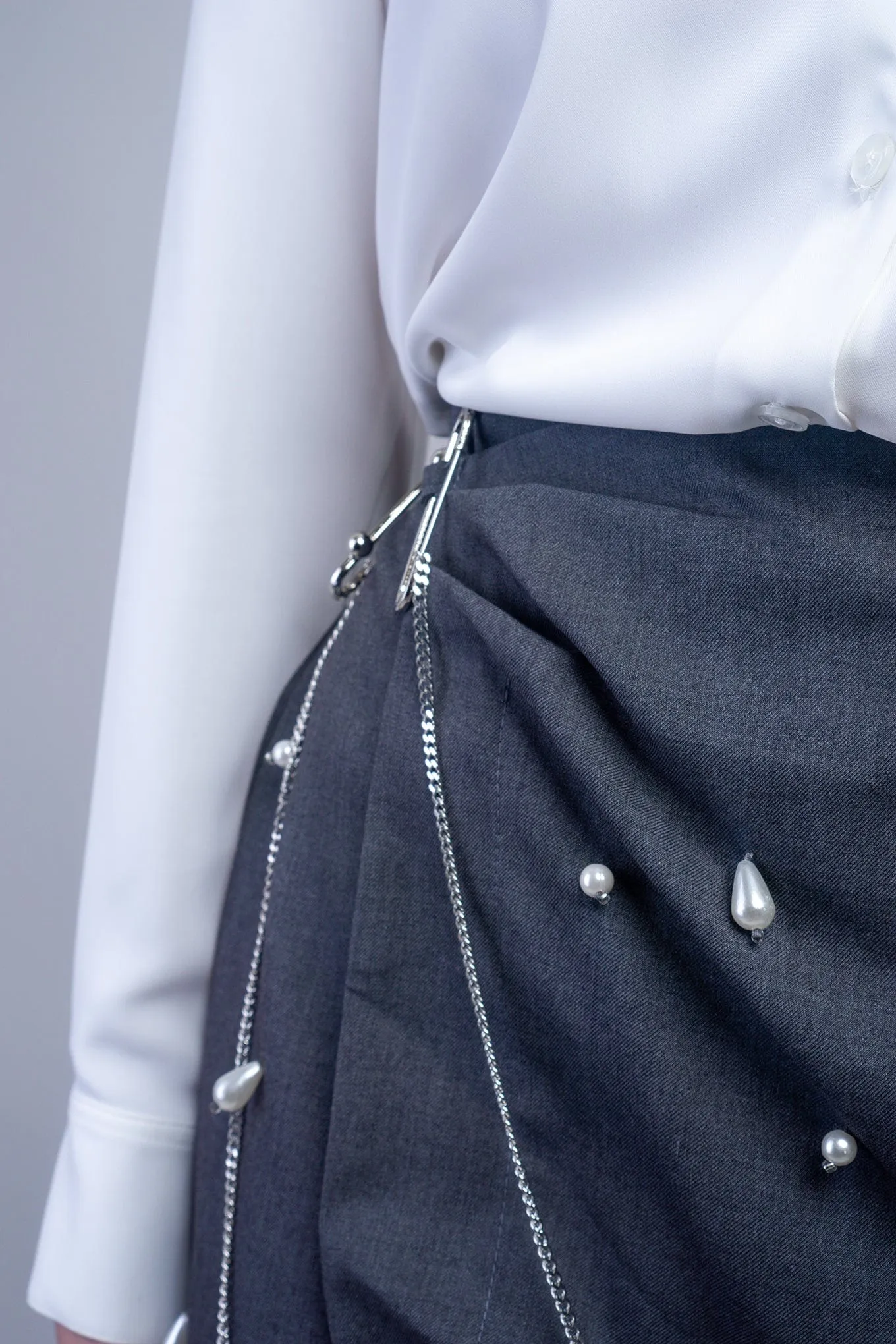 Grey Drape Pins and Charms Skirt