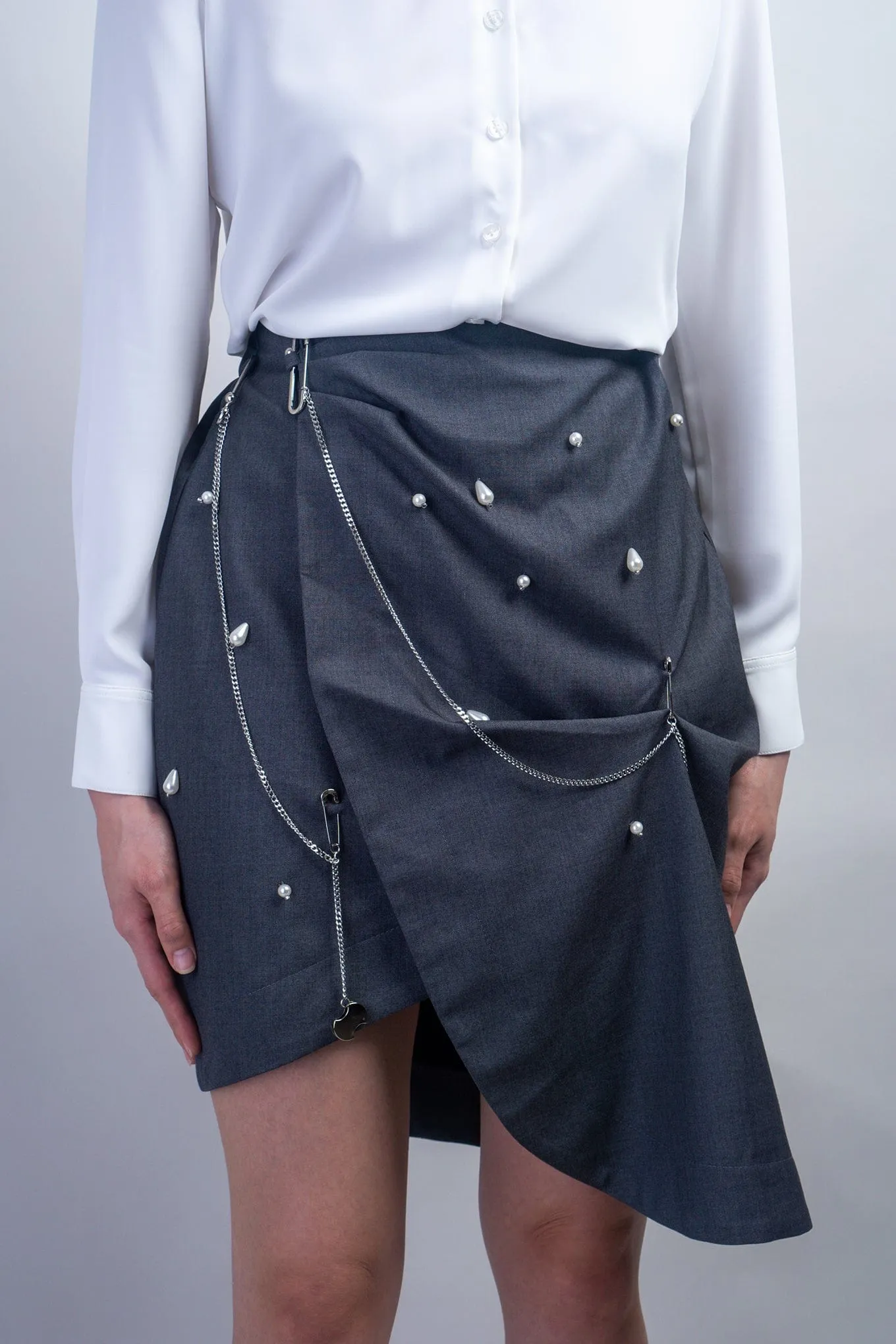 Grey Drape Pins and Charms Skirt
