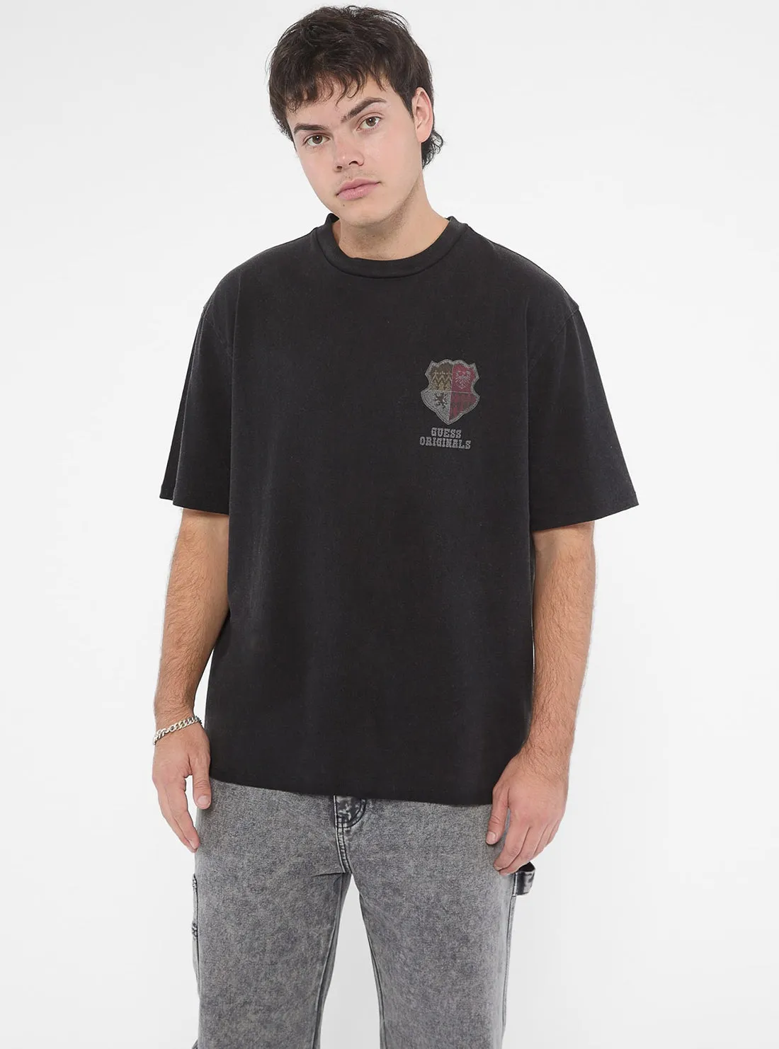 Guess Originals Black Varsity Graphic T-Shirt