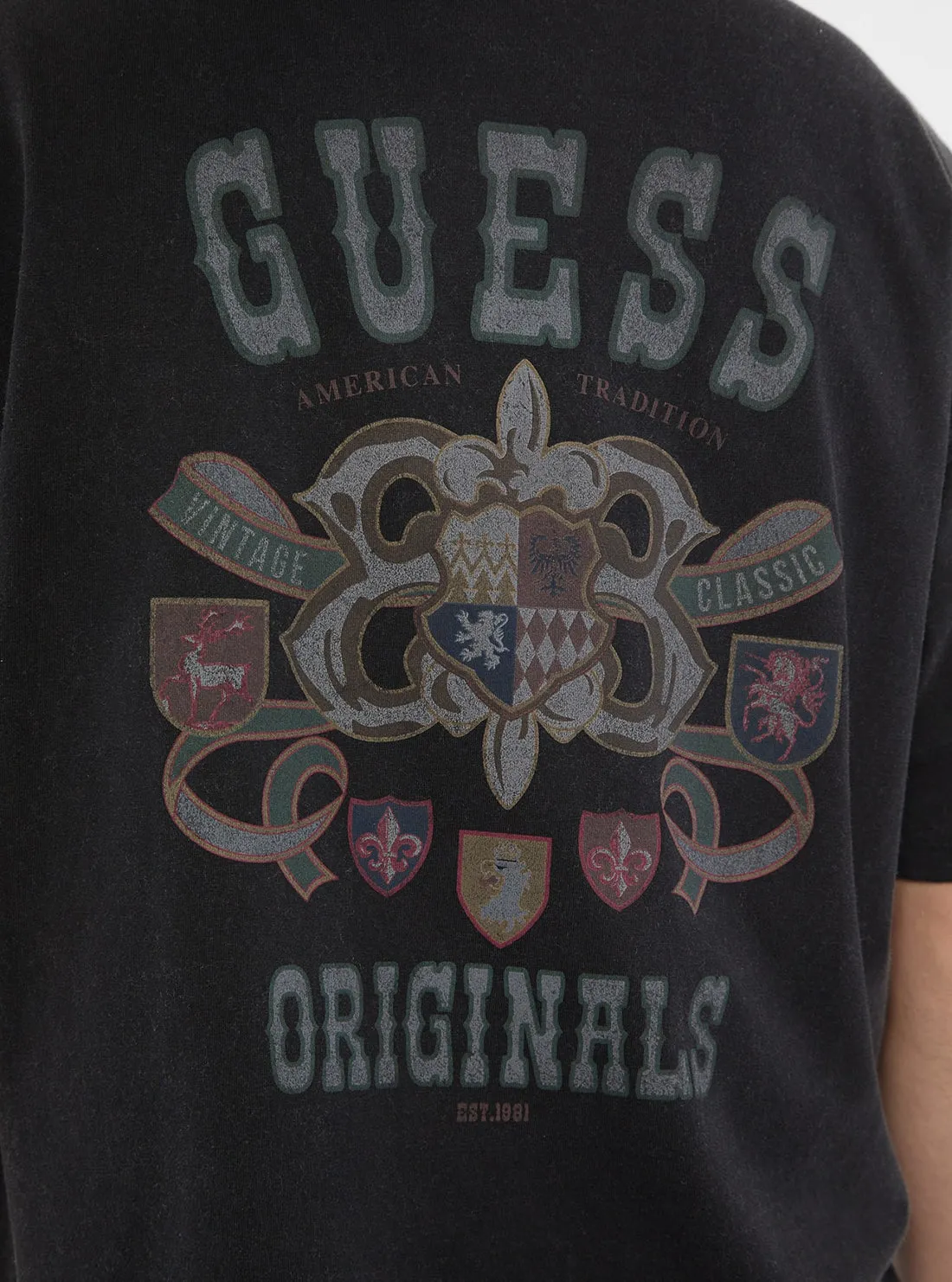 Guess Originals Black Varsity Graphic T-Shirt