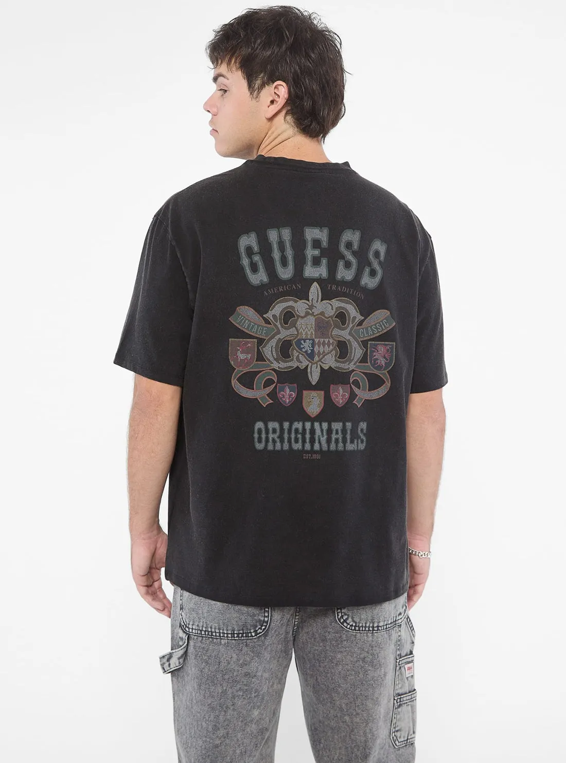 Guess Originals Black Varsity Graphic T-Shirt