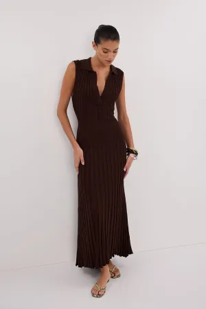 HAL CHOC SLEEVELESS KNIT MAXI DRESS