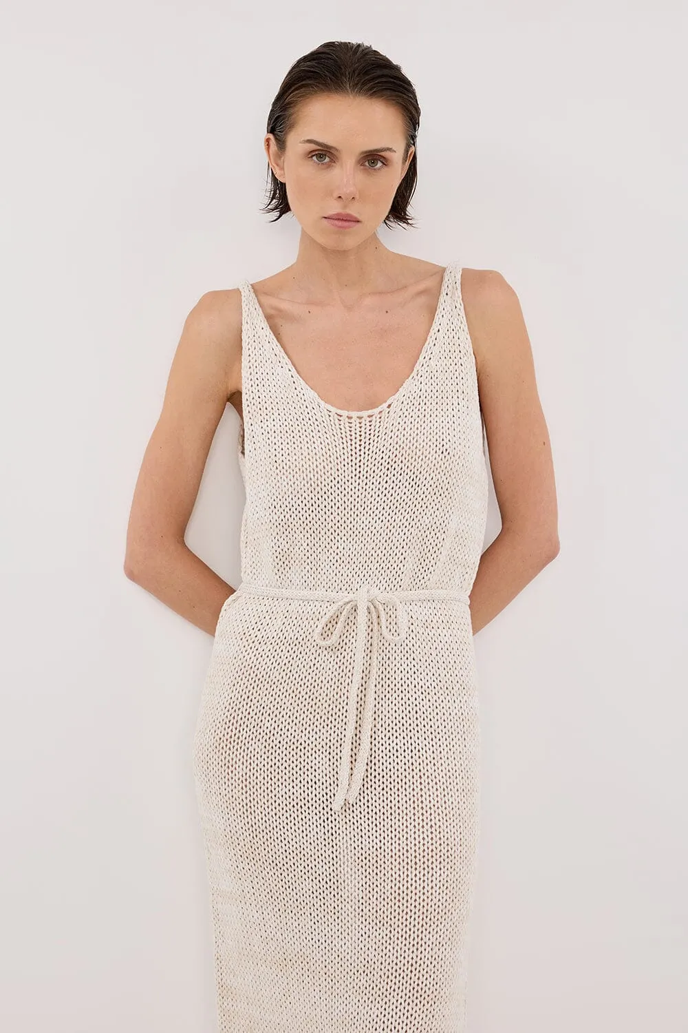 HEIDI CREAM MARLE KNIT MAXI DRESS