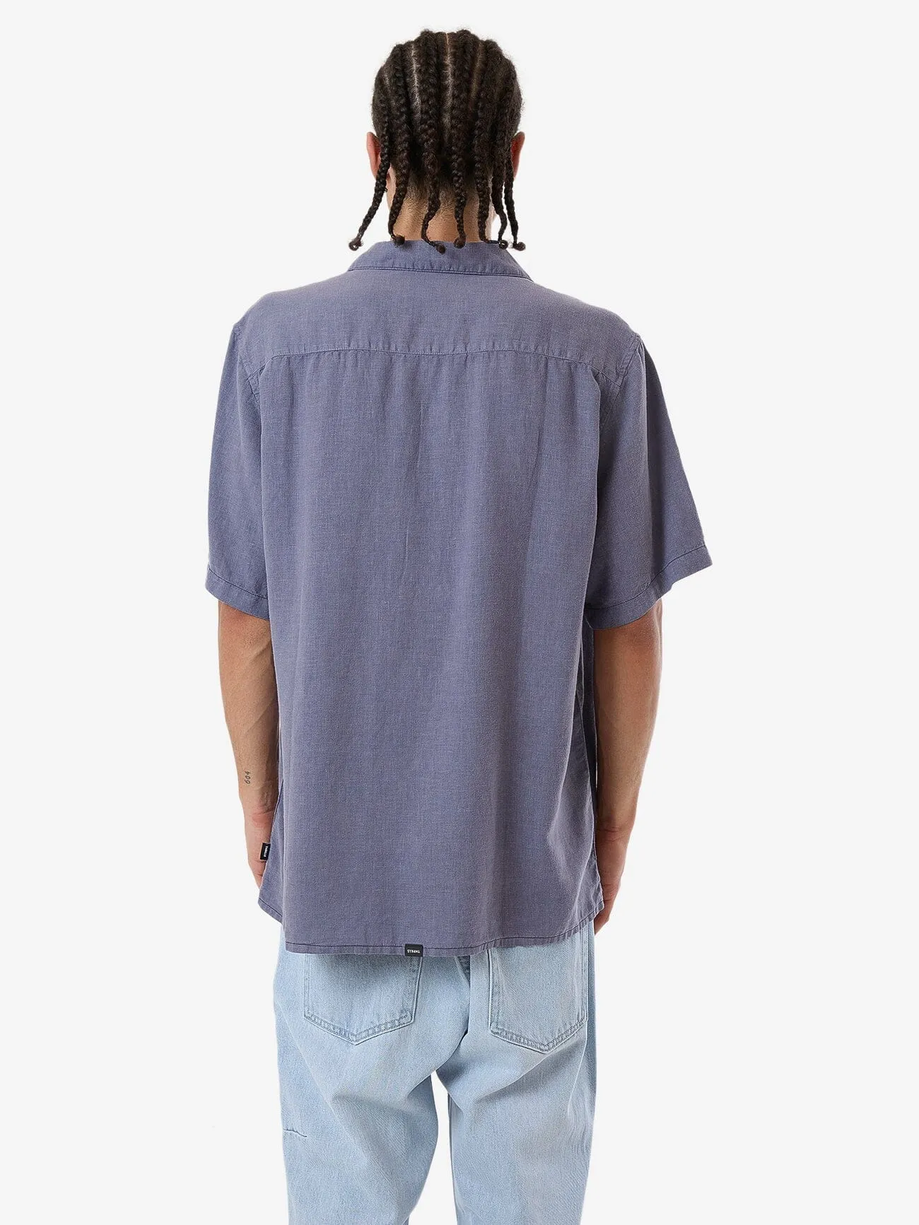 Hemp Minimal Thrills Contrast Stitch Bowling Shirt - Folkstone Grey