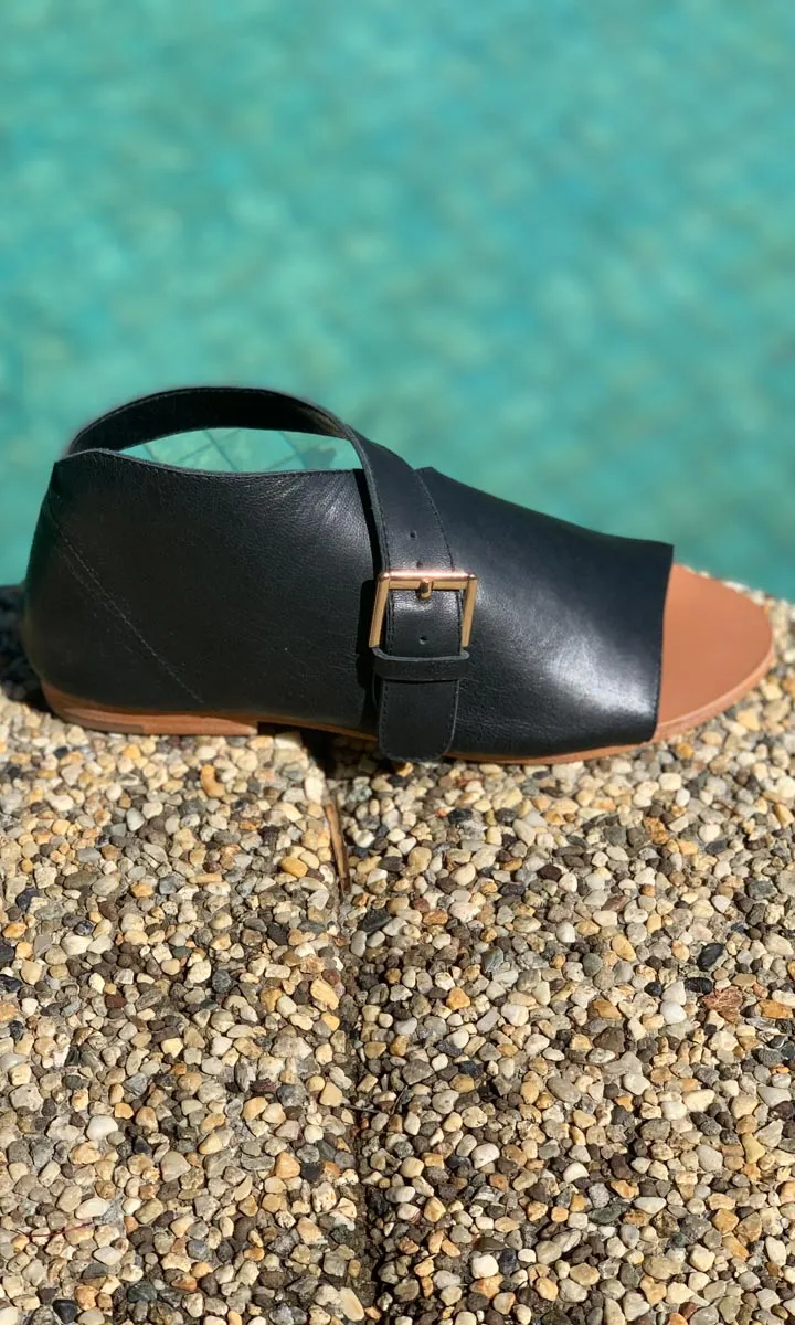 HOSS Leather Wrap Sandal - Black