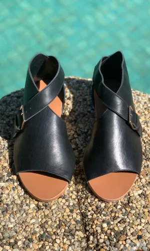 HOSS Leather Wrap Sandal - Black