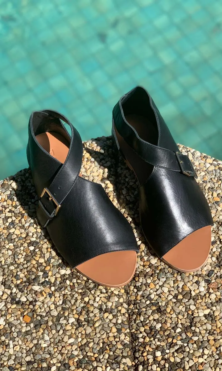HOSS Leather Wrap Sandal - Black