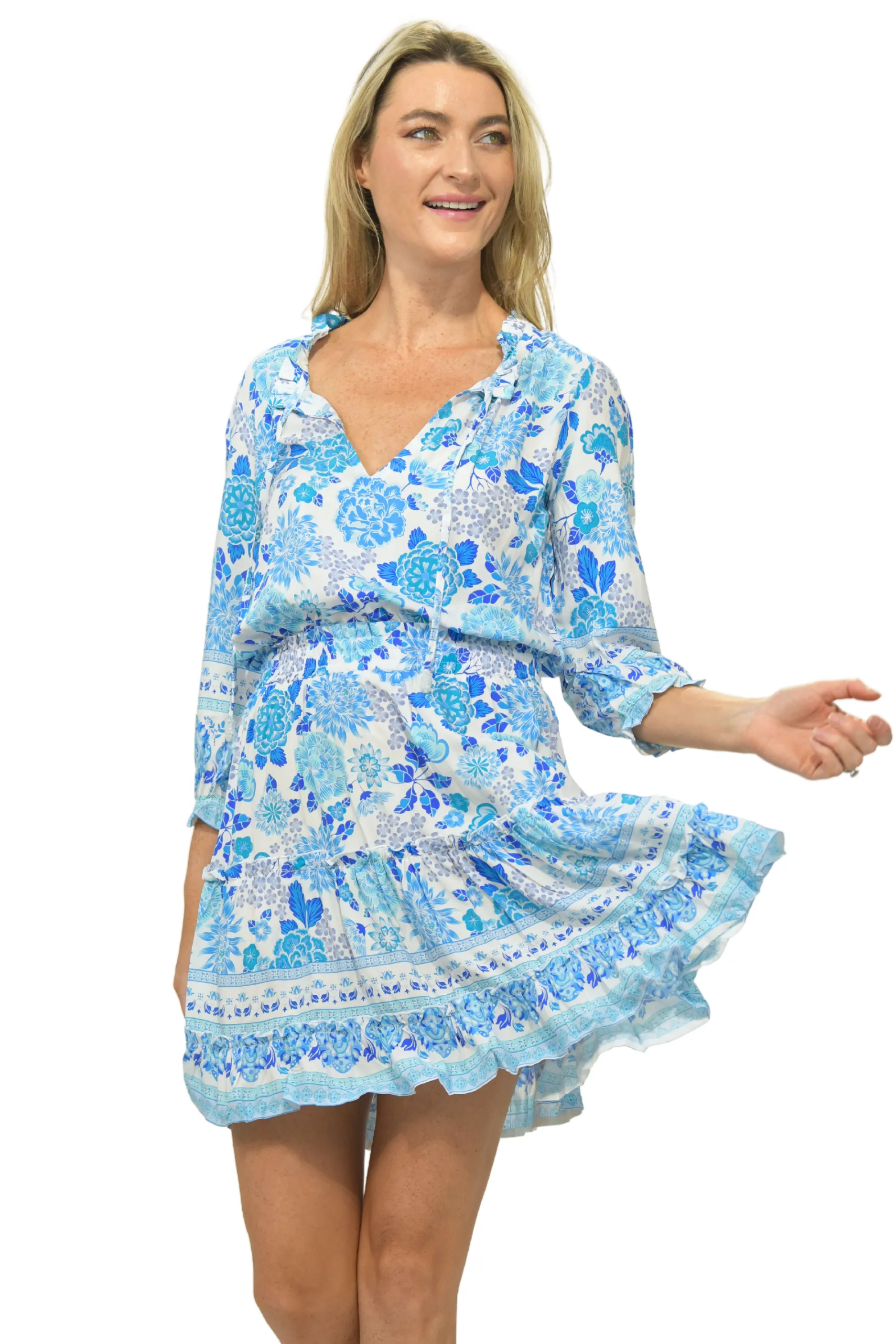 Ibiza Dress / Cobalt Multi Floral
