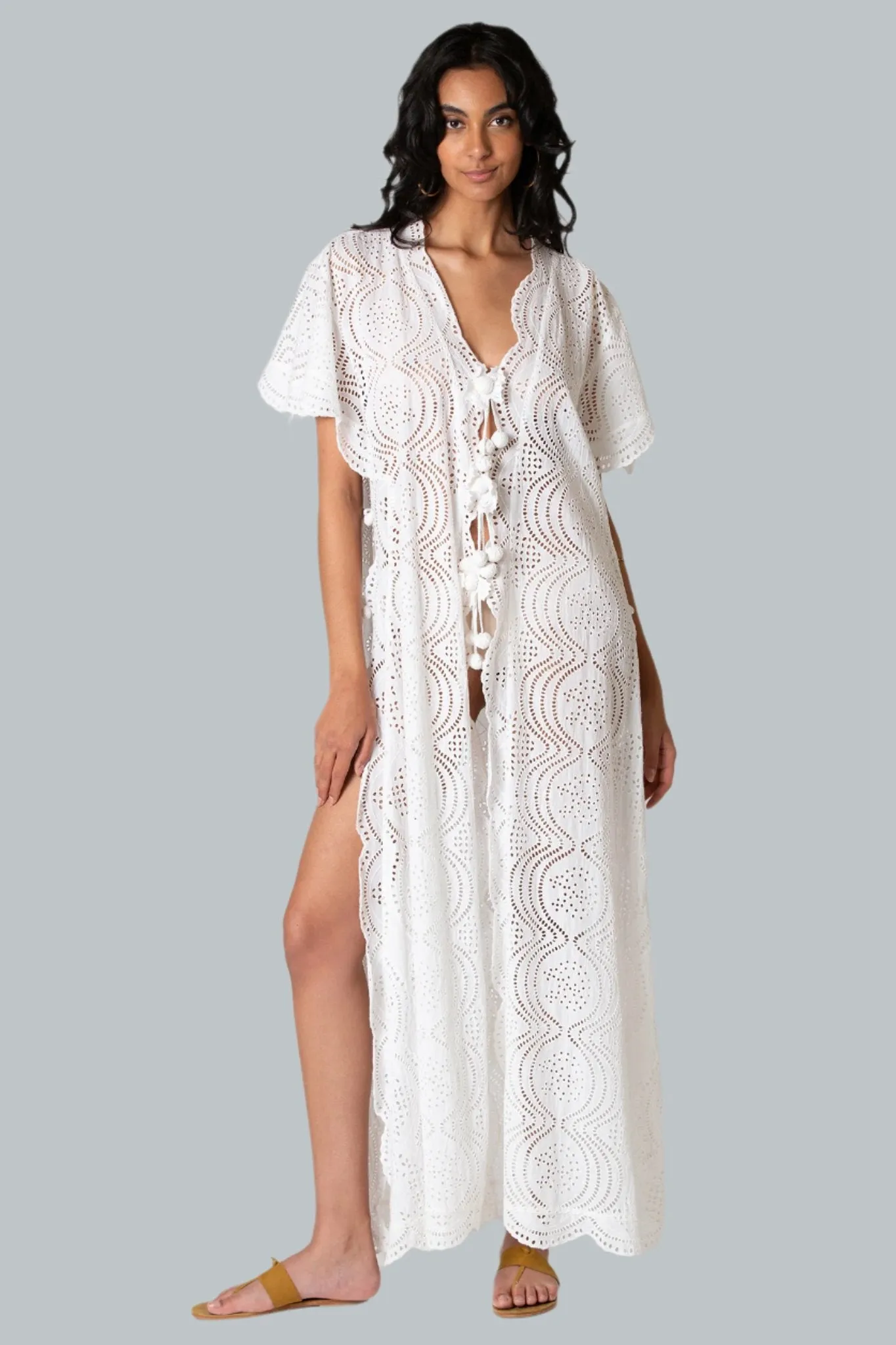 Imani Eyelet Scalloped Coat