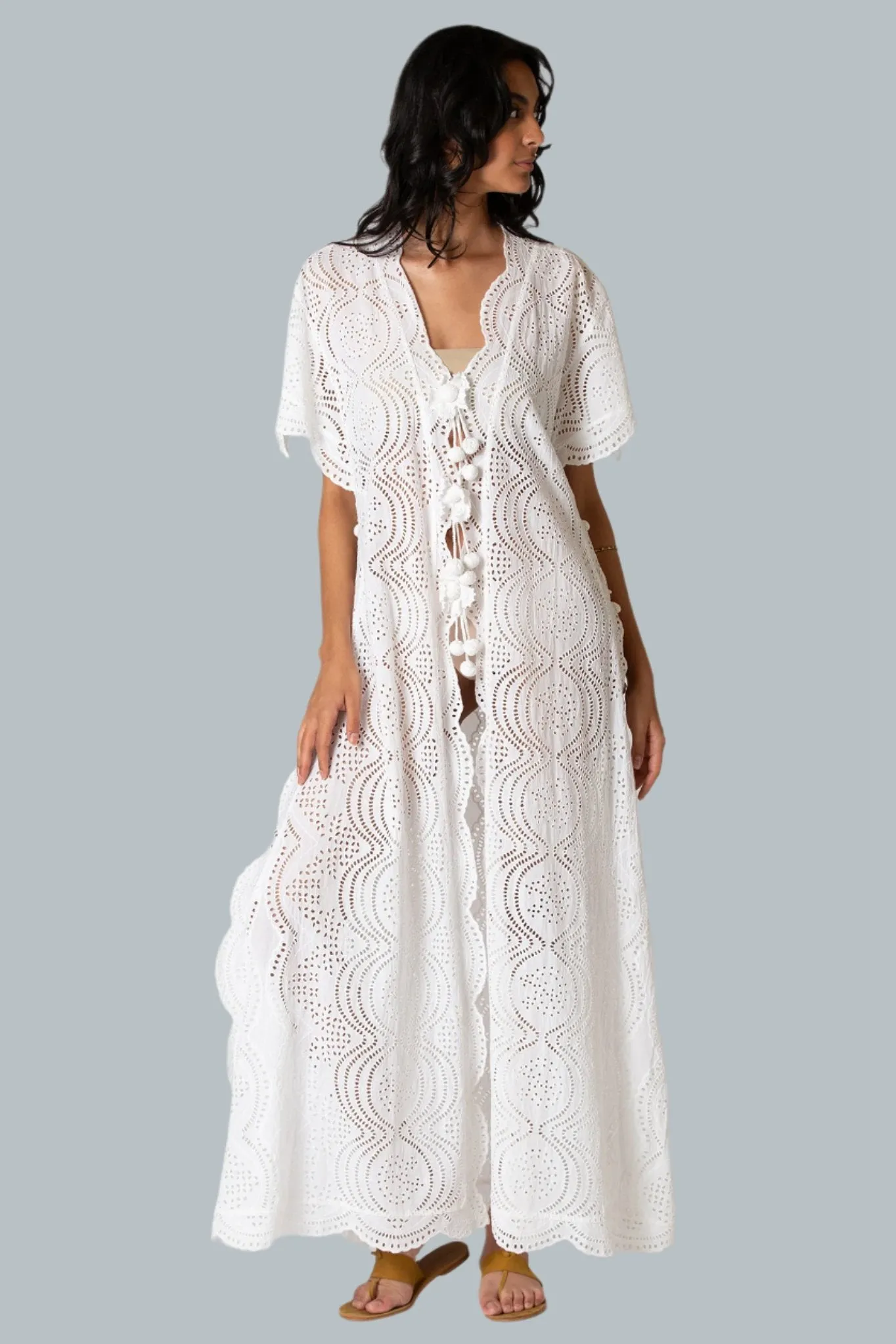 Imani Eyelet Scalloped Coat