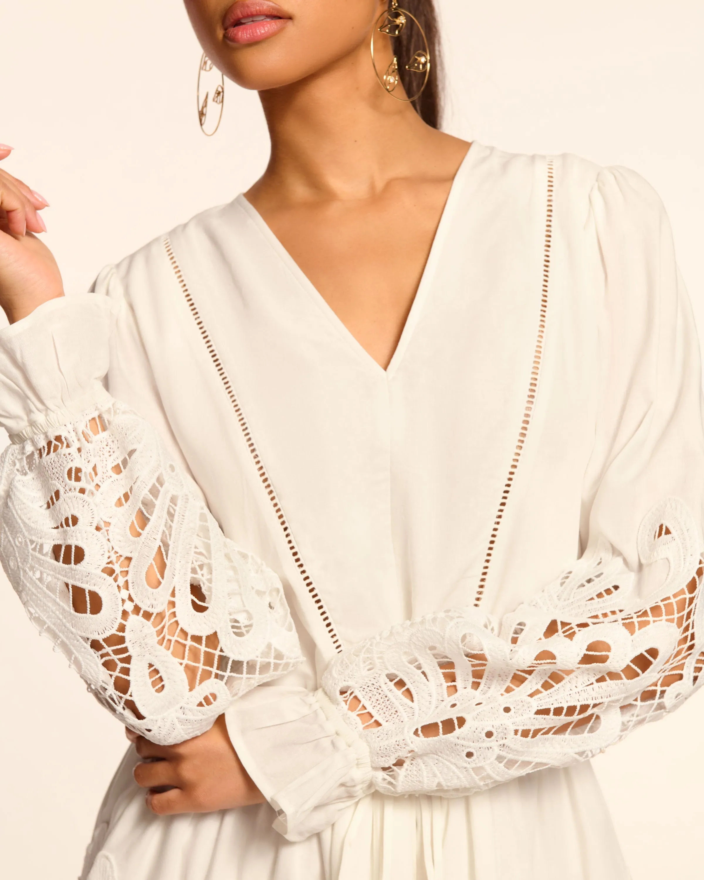 Ingrid Long Sleeve Eyelet Mini Dress
