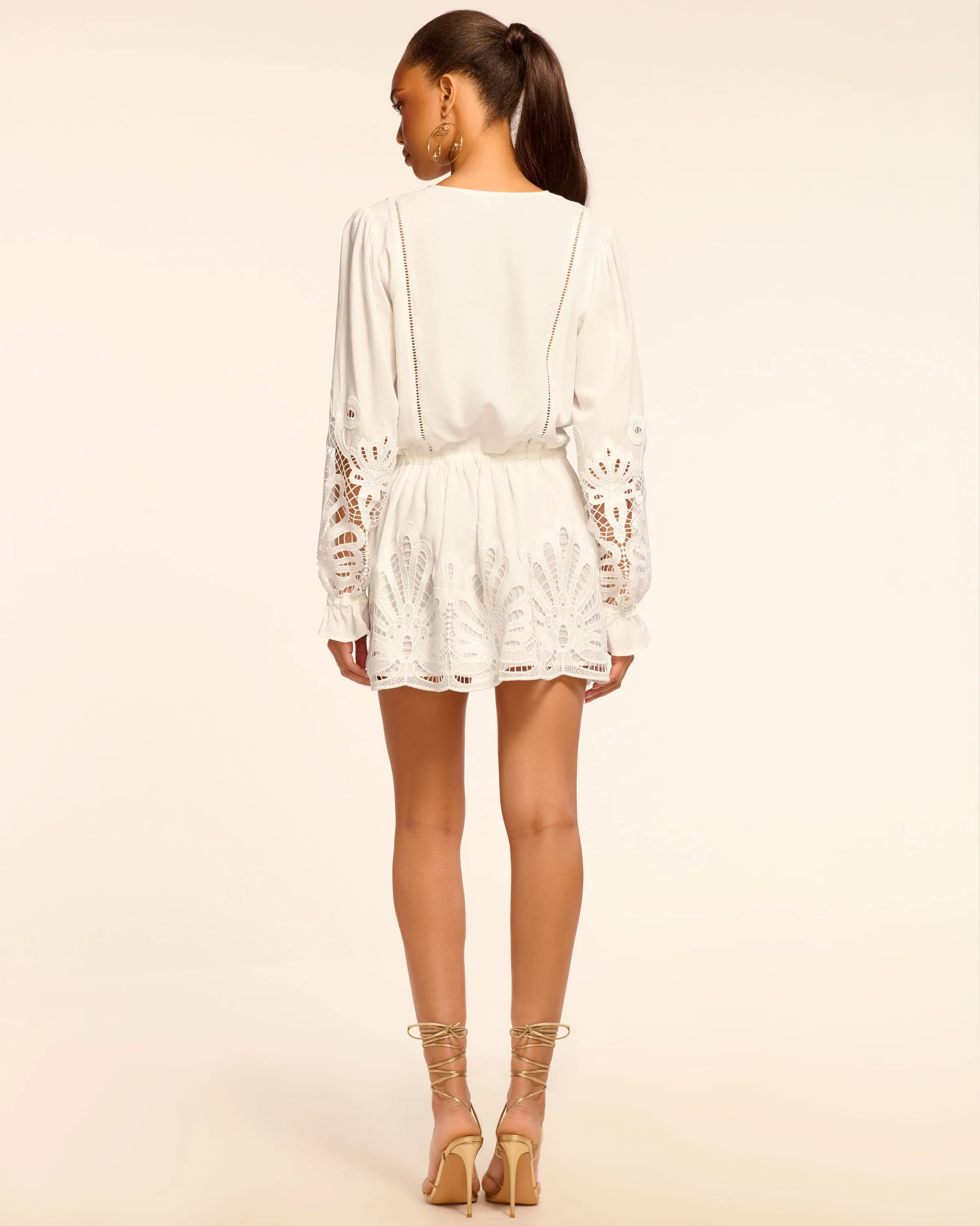 Ingrid Long Sleeve Eyelet Mini Dress