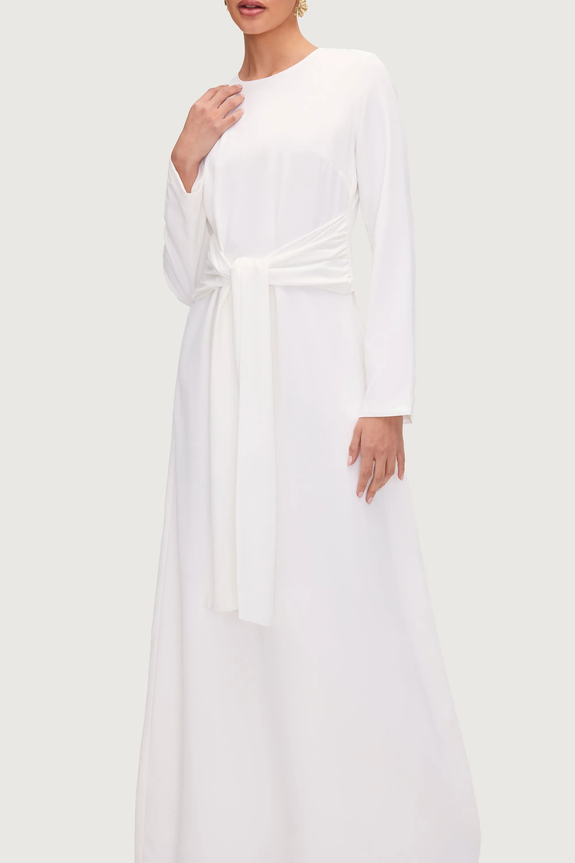 Isabella Tie Waist Maxi Dress - White