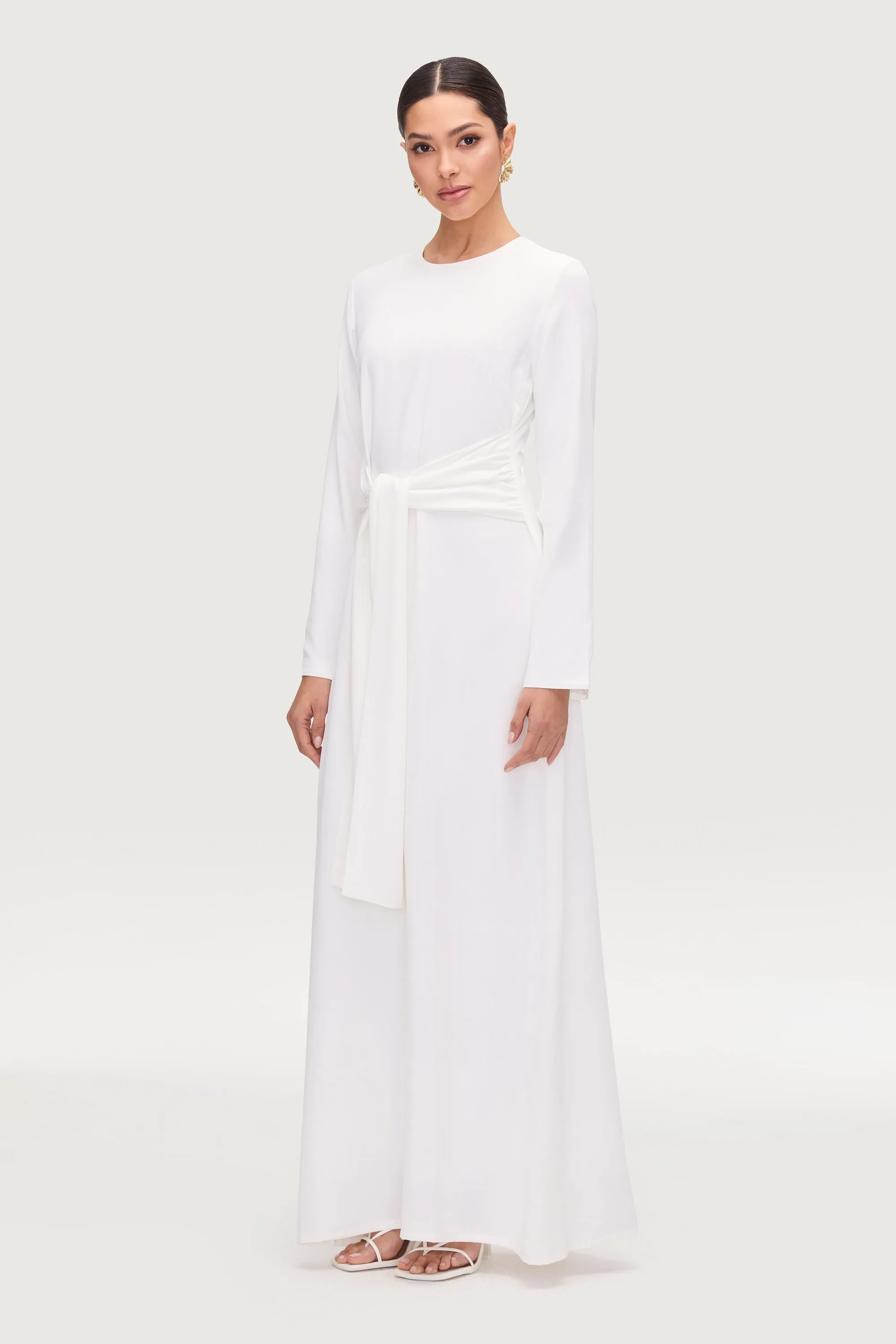 Isabella Tie Waist Maxi Dress - White