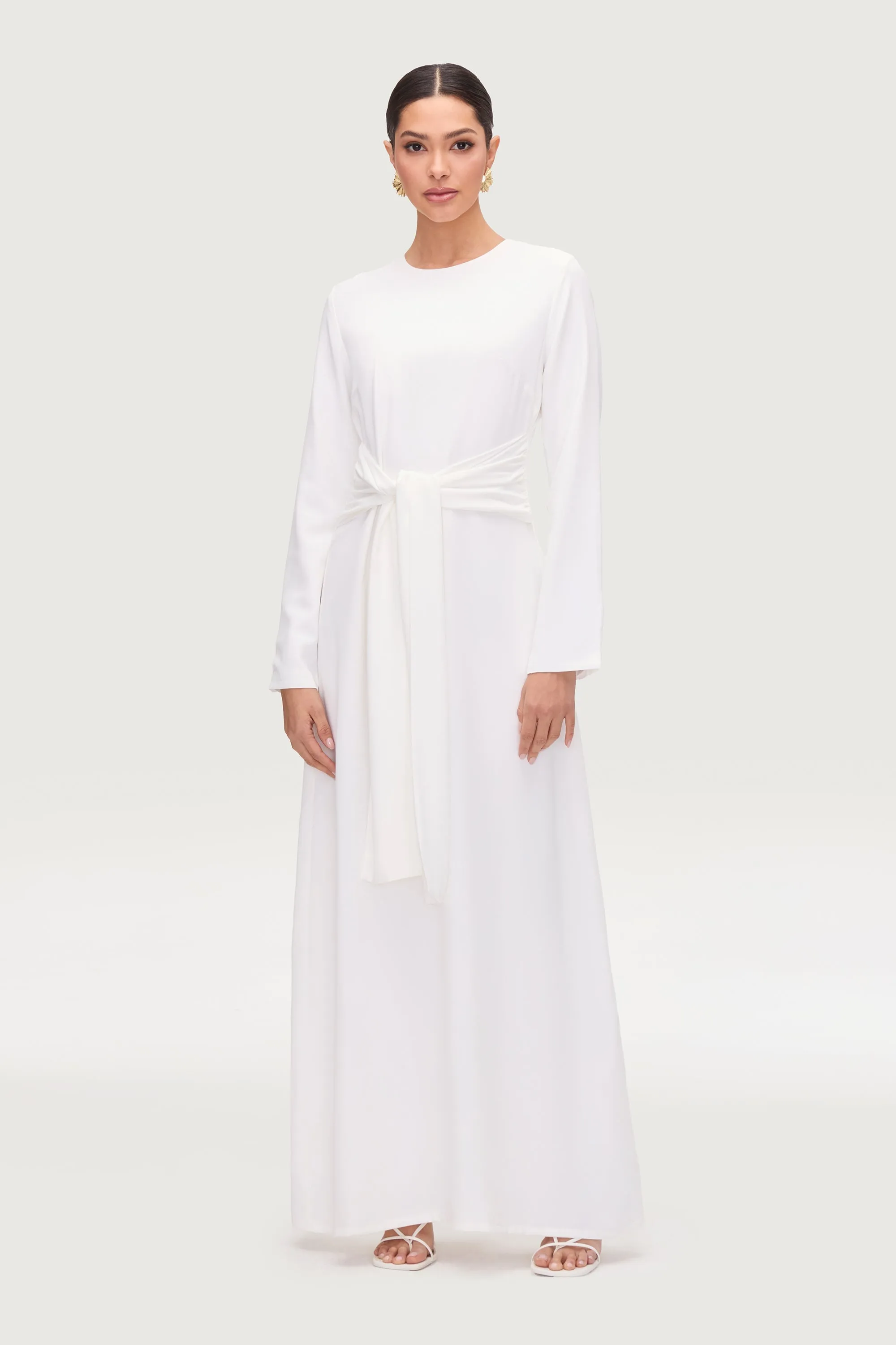 Isabella Tie Waist Maxi Dress - White
