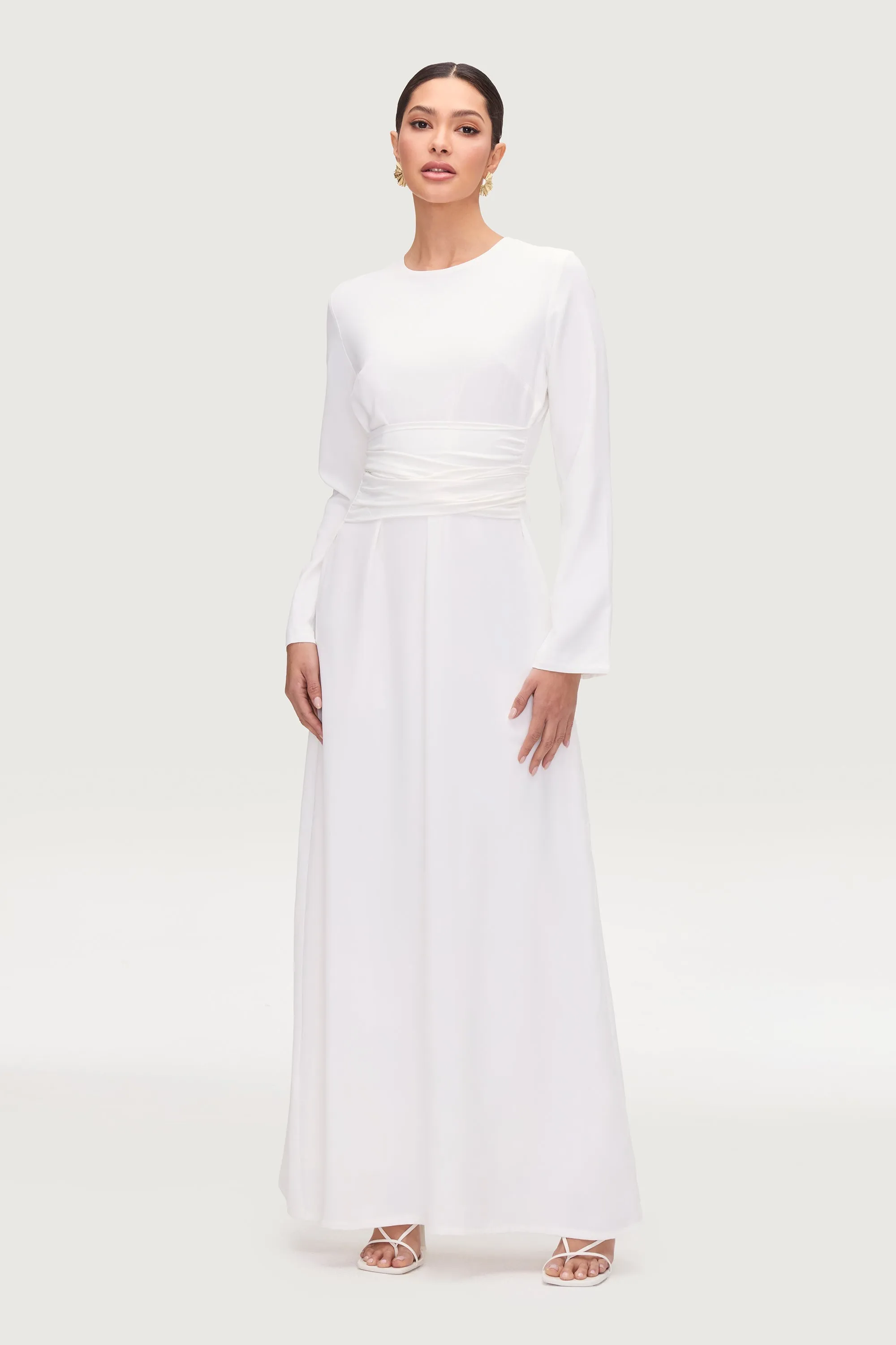 Isabella Tie Waist Maxi Dress - White
