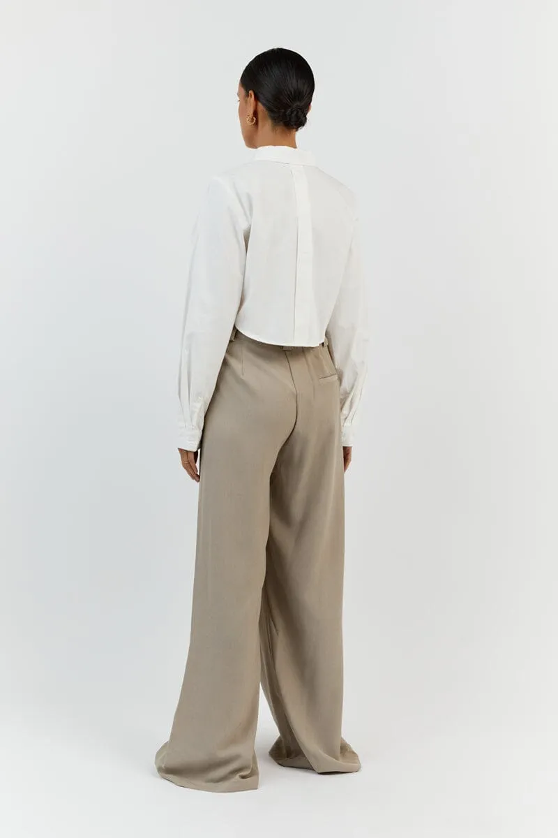JORDY WHITE COTTON CROPPED SHIRT