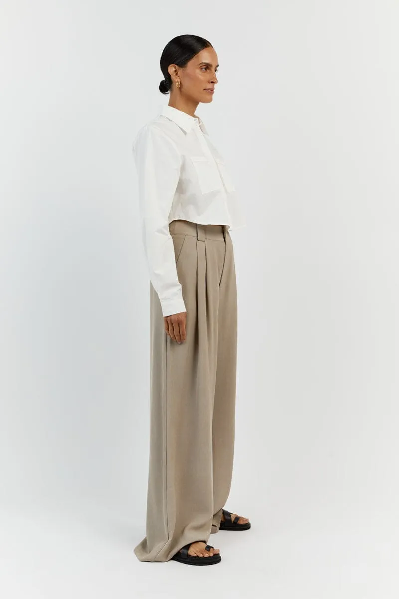 JORDY WHITE COTTON CROPPED SHIRT