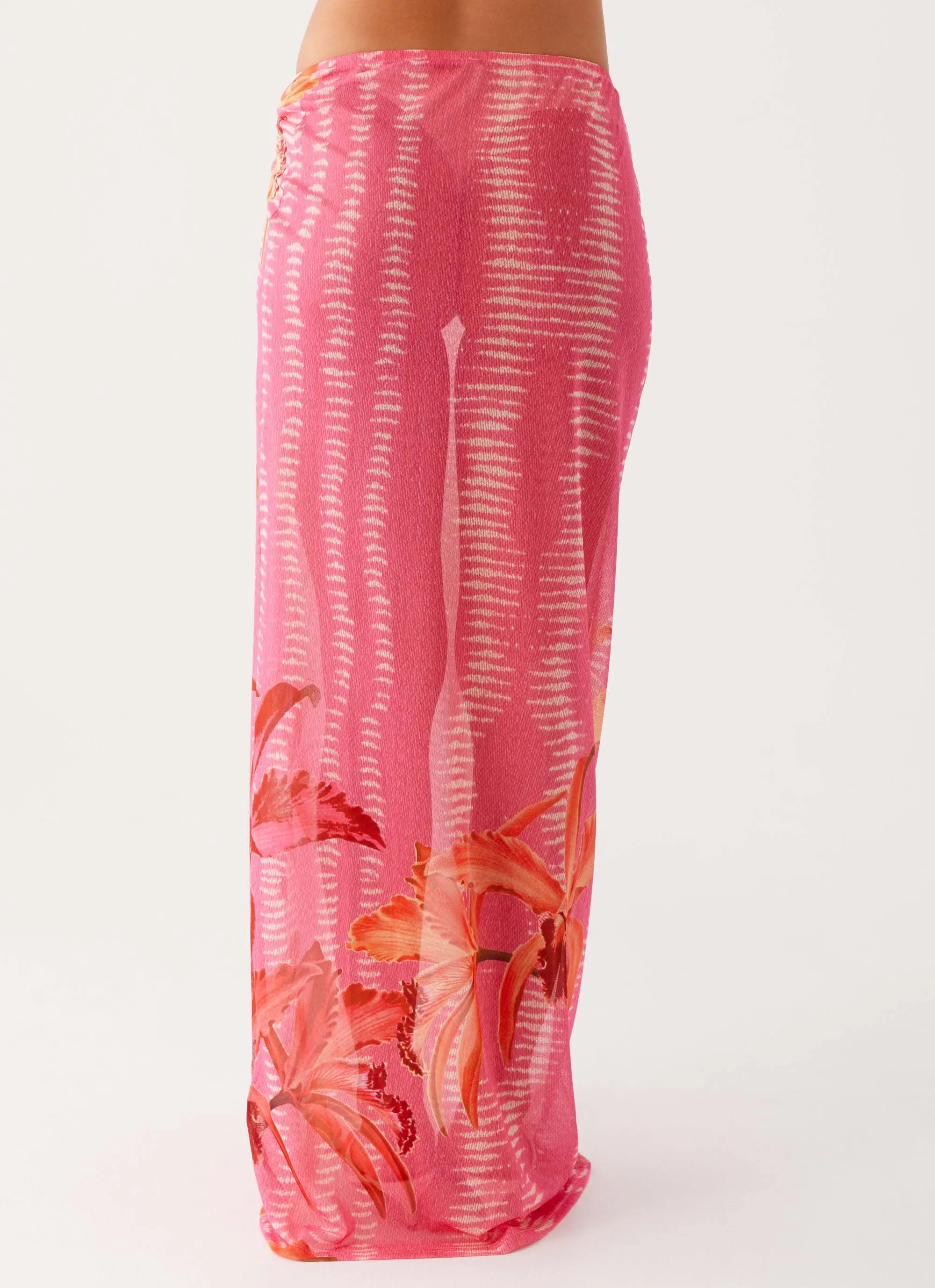 Jovani Maxi Skirt - Tropical Pink Print